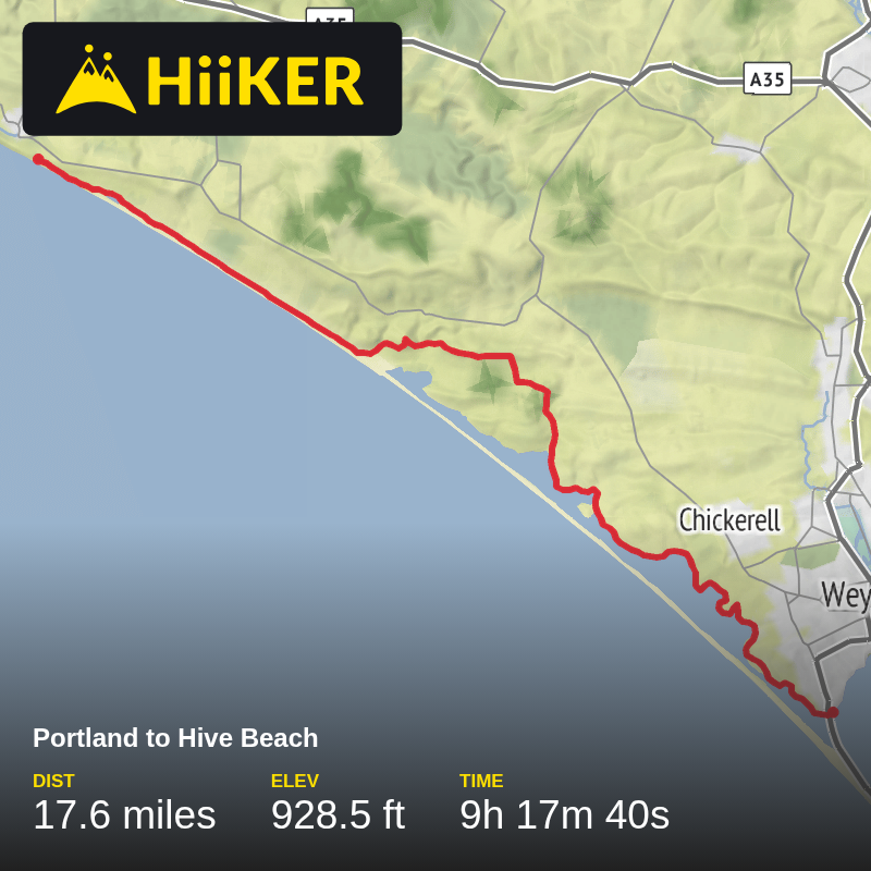 A map preview of the recording Portland to Hive Beach.