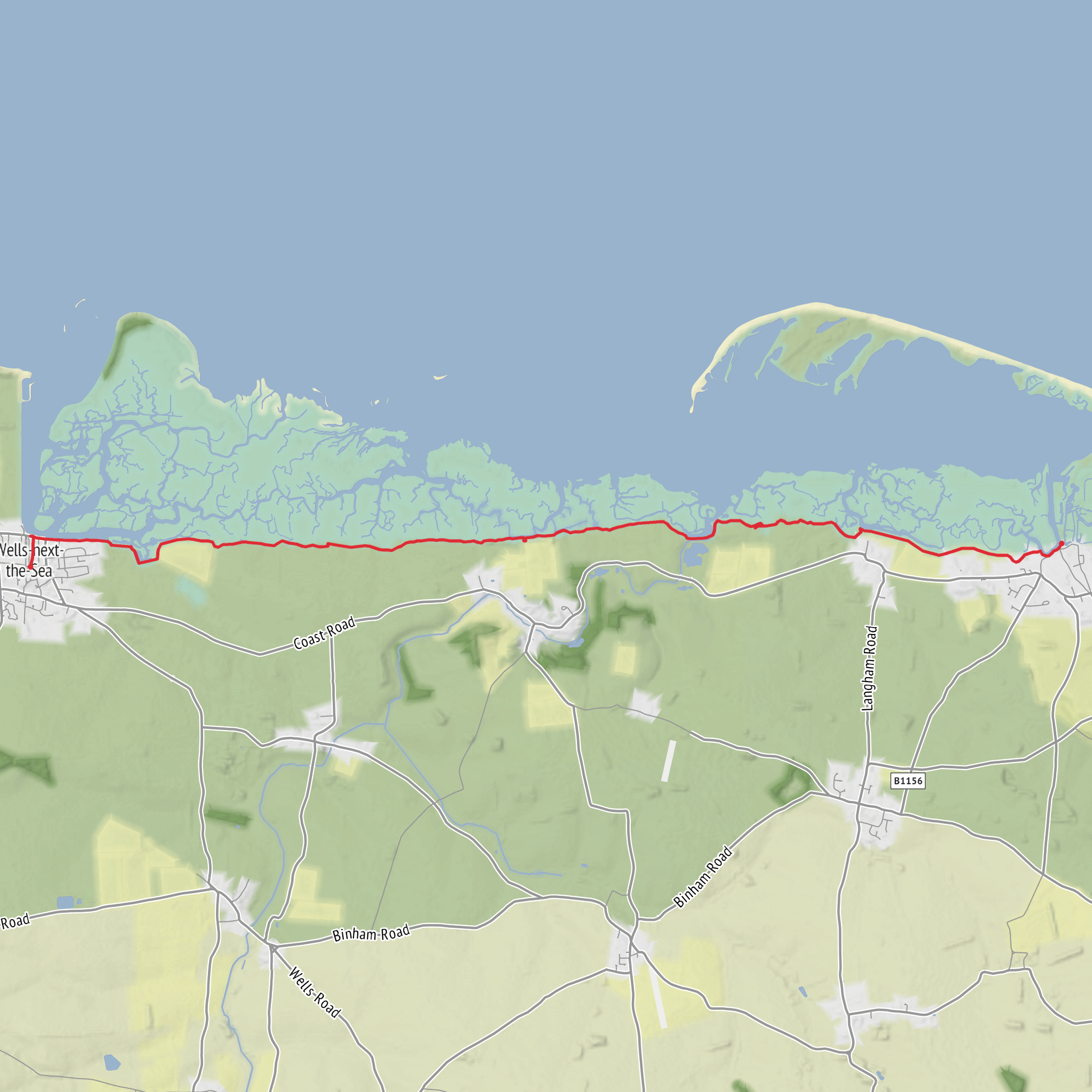 Wells next the Sea to Blakeney mobile static map