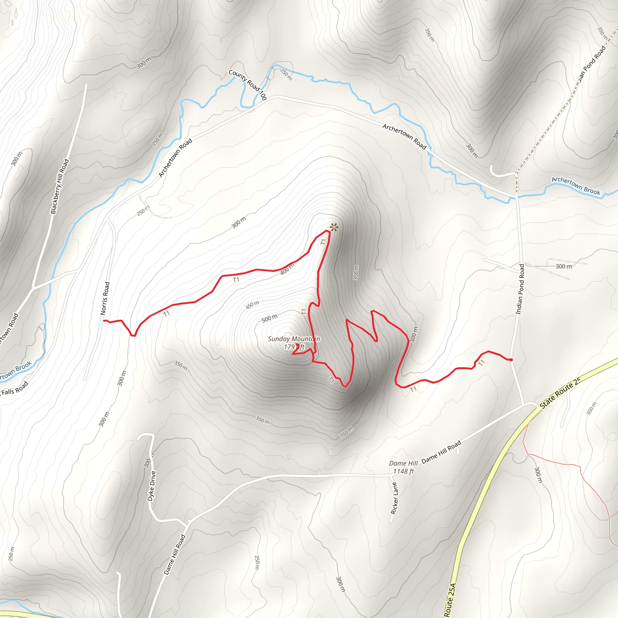 Sunday Mountain via Cross Rivendell Trail mobile static map