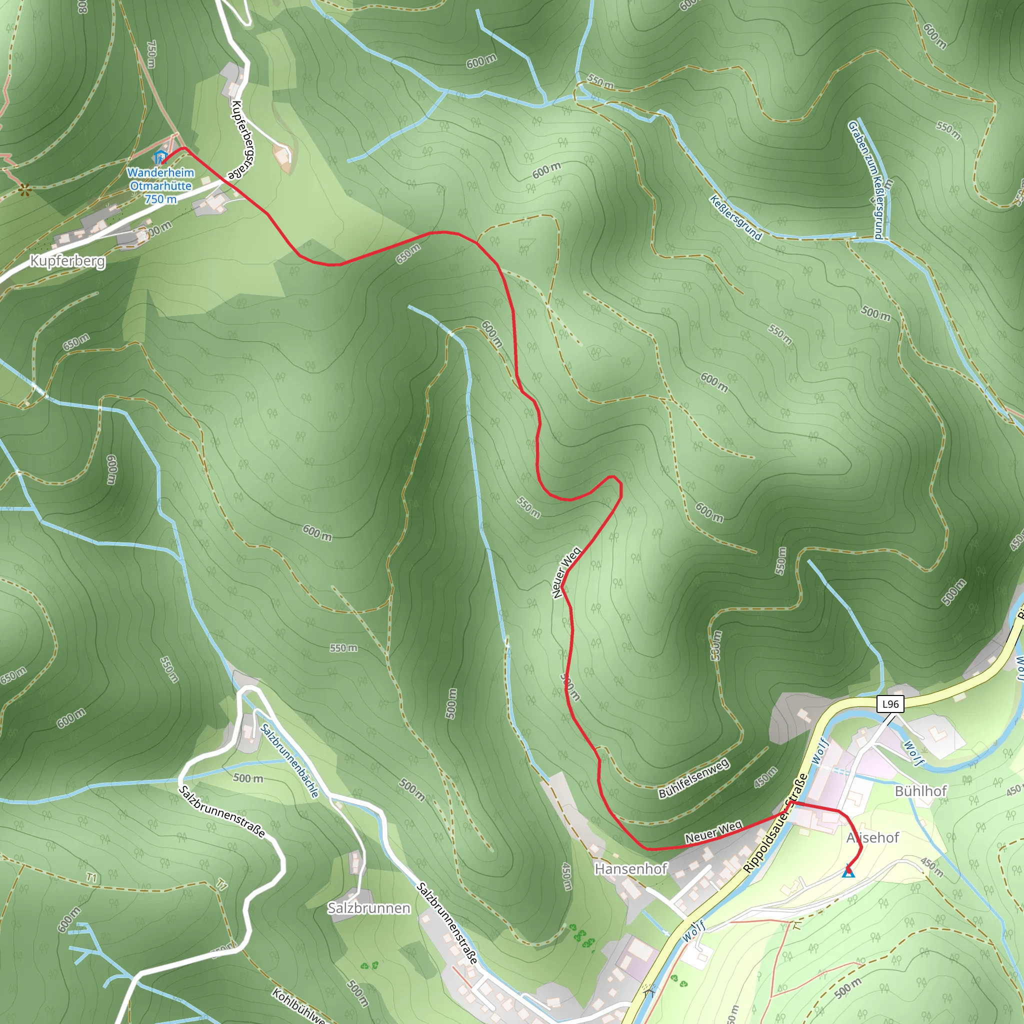 Neuer Weg in Kupferberg mobile static map