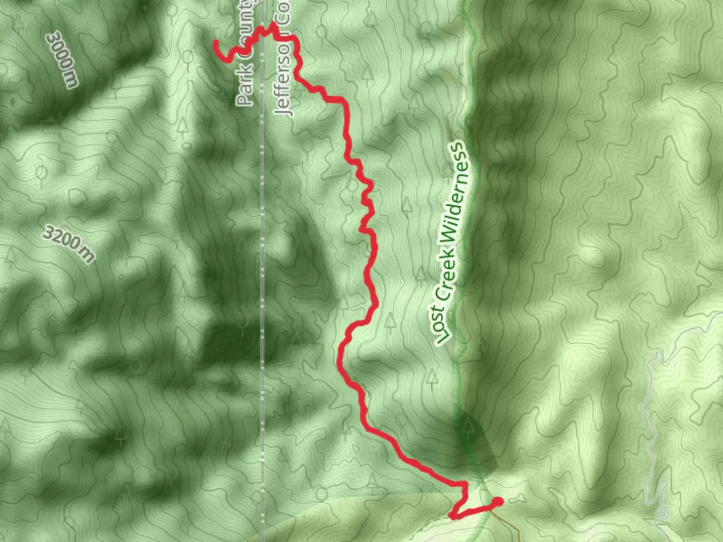 An image depicting the trail Goose Creek and Lost Creek and its surrounding area.