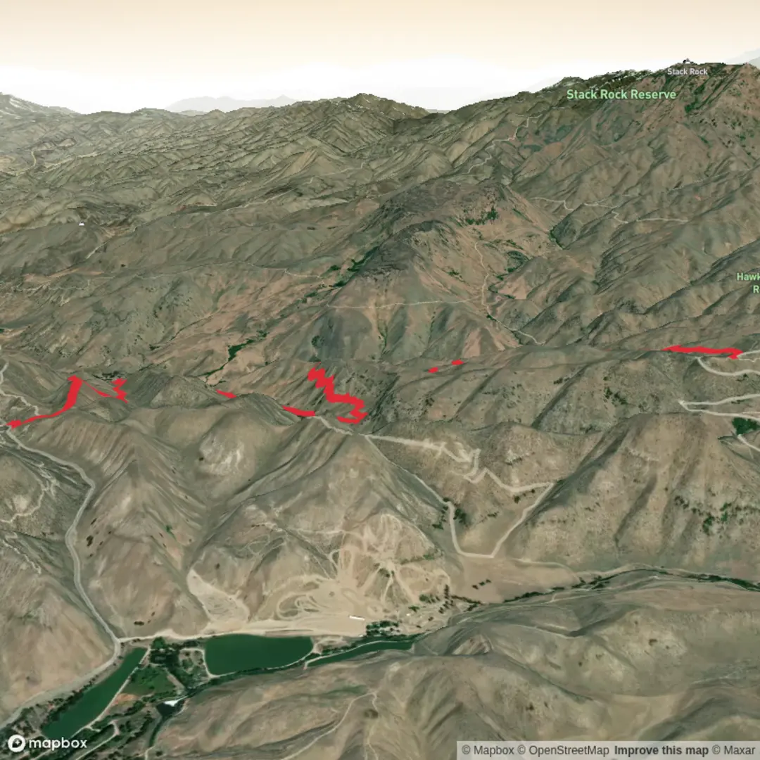 An image depicting the trail Peggy's Trail to Bogus Road via Sweet Connie and its surrounding area.