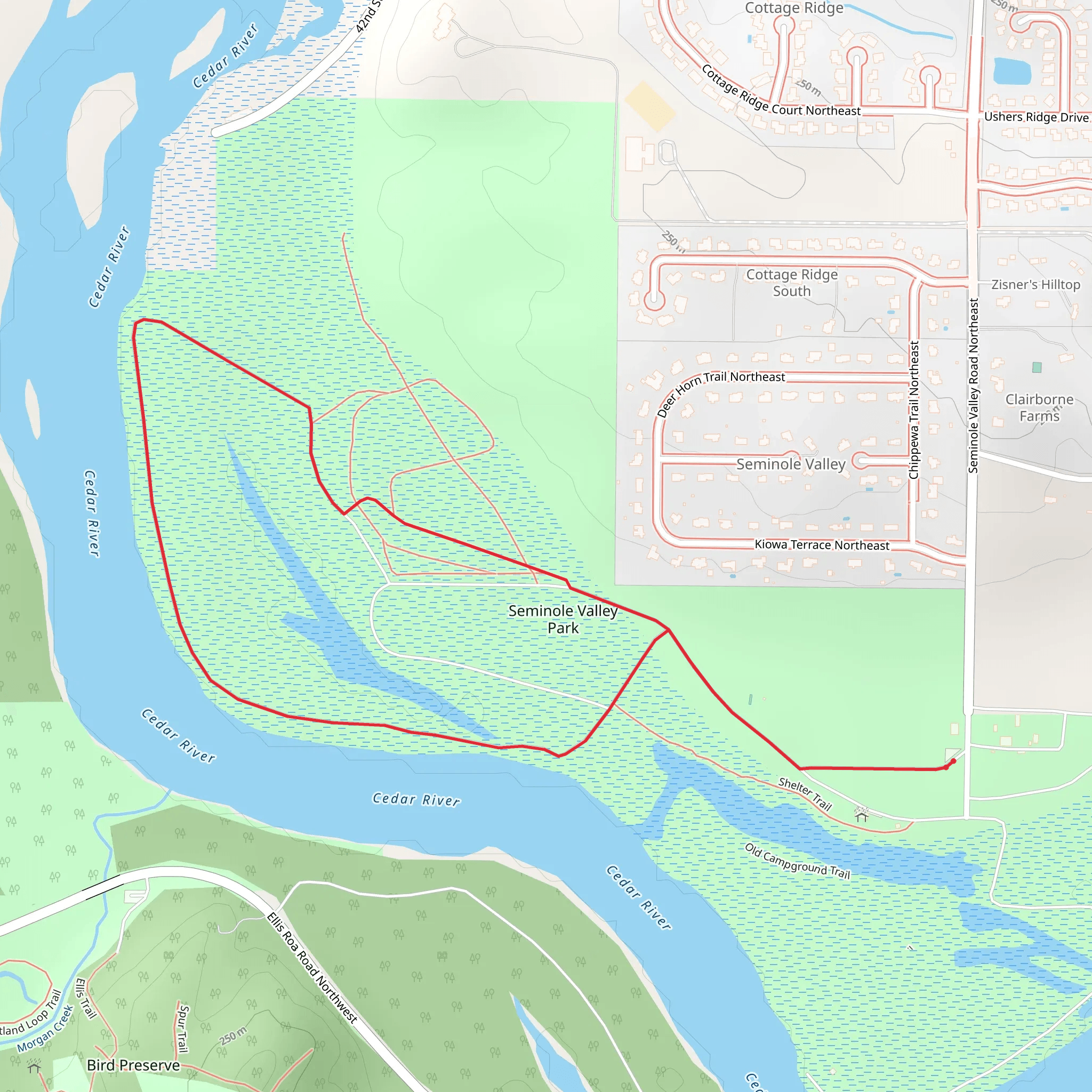 Seminole Valley and Cedar River Loop mobile static map