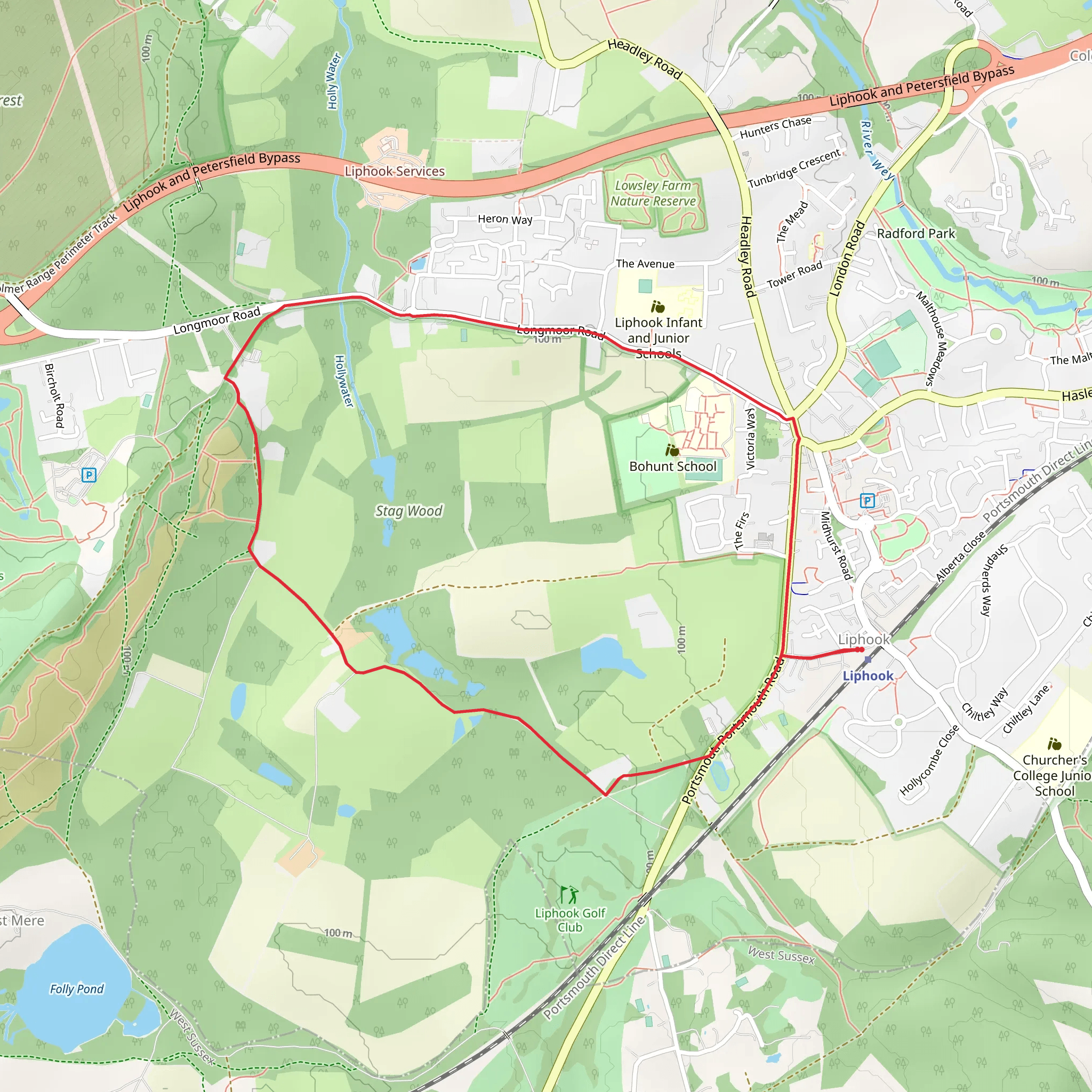 Westland Copse and Griggs Green via Shipwrights Way mobile static map