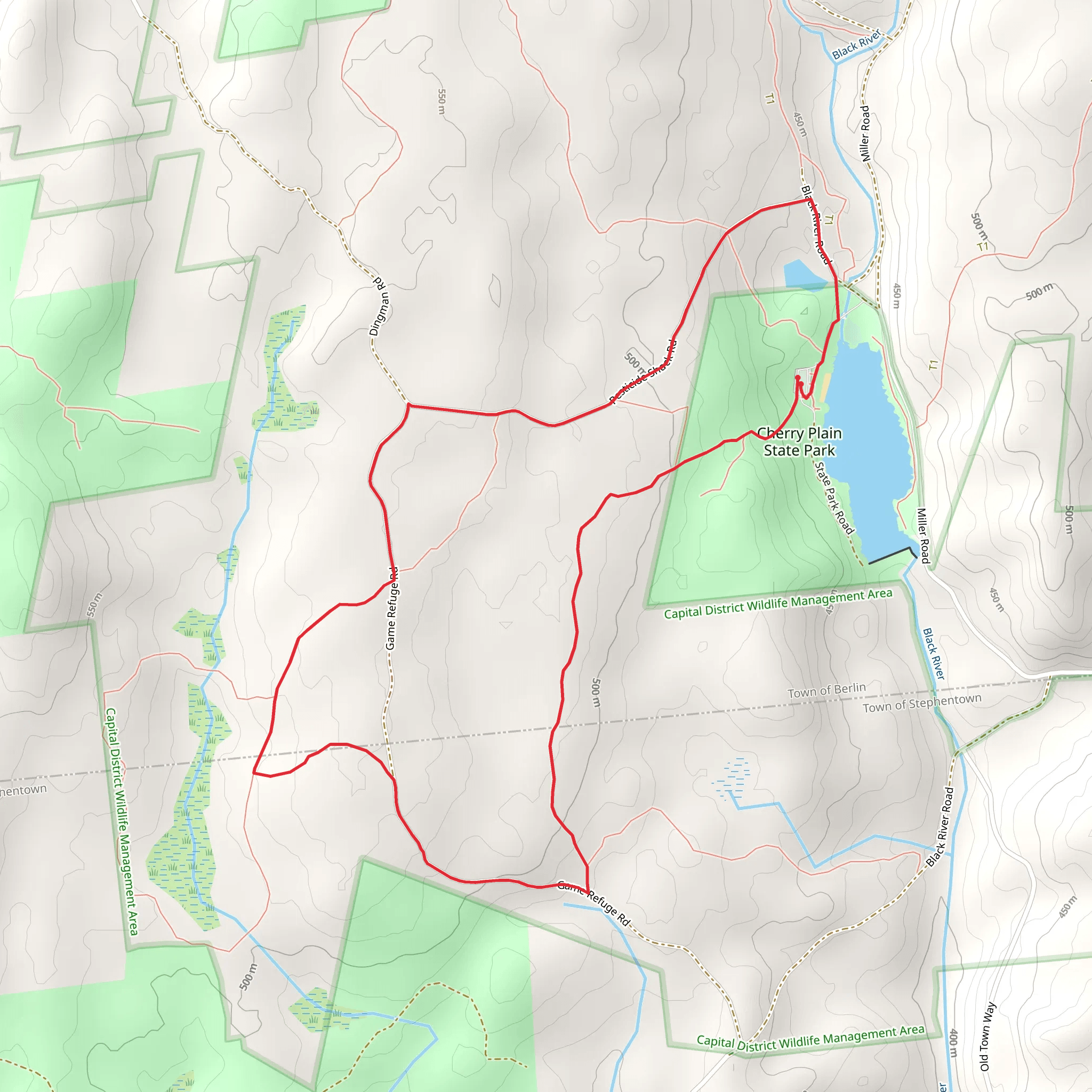 Mill Pond Trail Loop from Black River Pond mobile static map