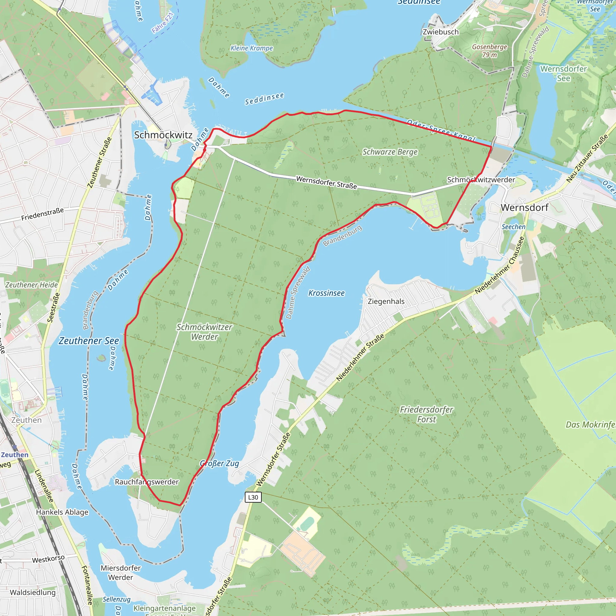 Schmöckwitzer Werder and Berge Loop mobile static map