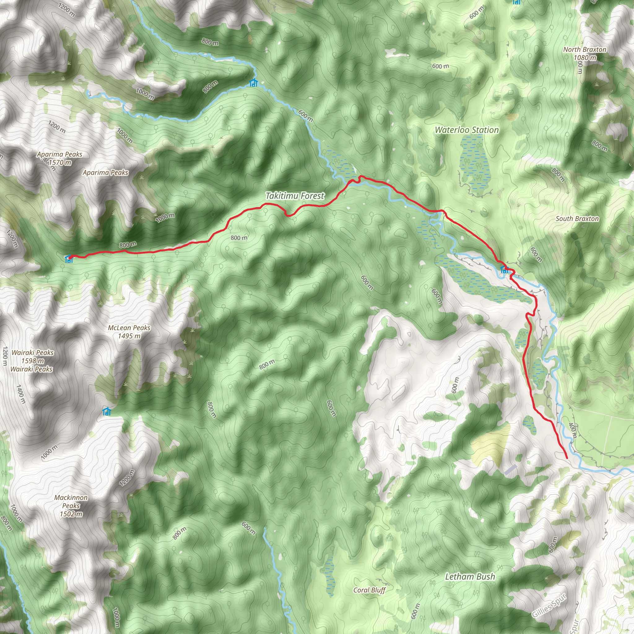 Takitimu Mountains Track - Dunrobin Valley Road to Spence Hut mobile static map