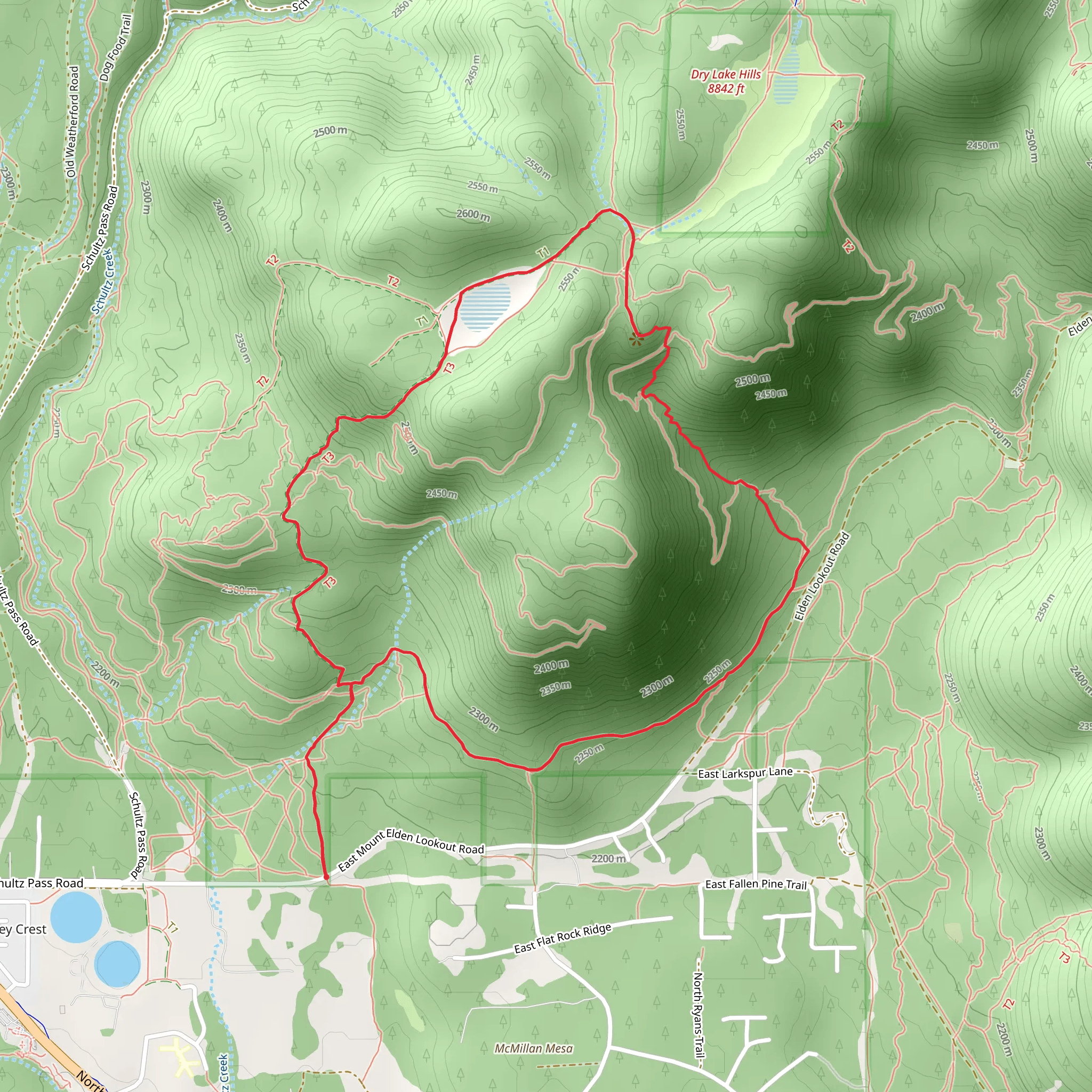 Lost Burrito, Dry Lakes West Overlook and Arizona Loop Trail mobile static map