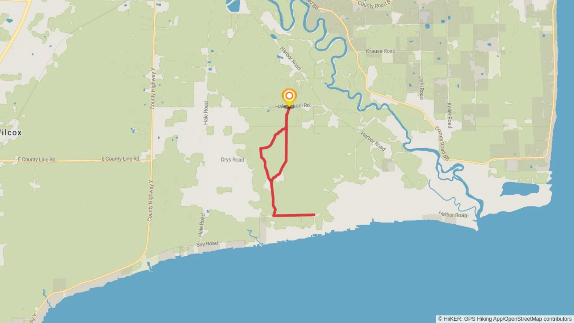 An image depicting the trail Wisconsin DNR Road Loop and its surrounding area.