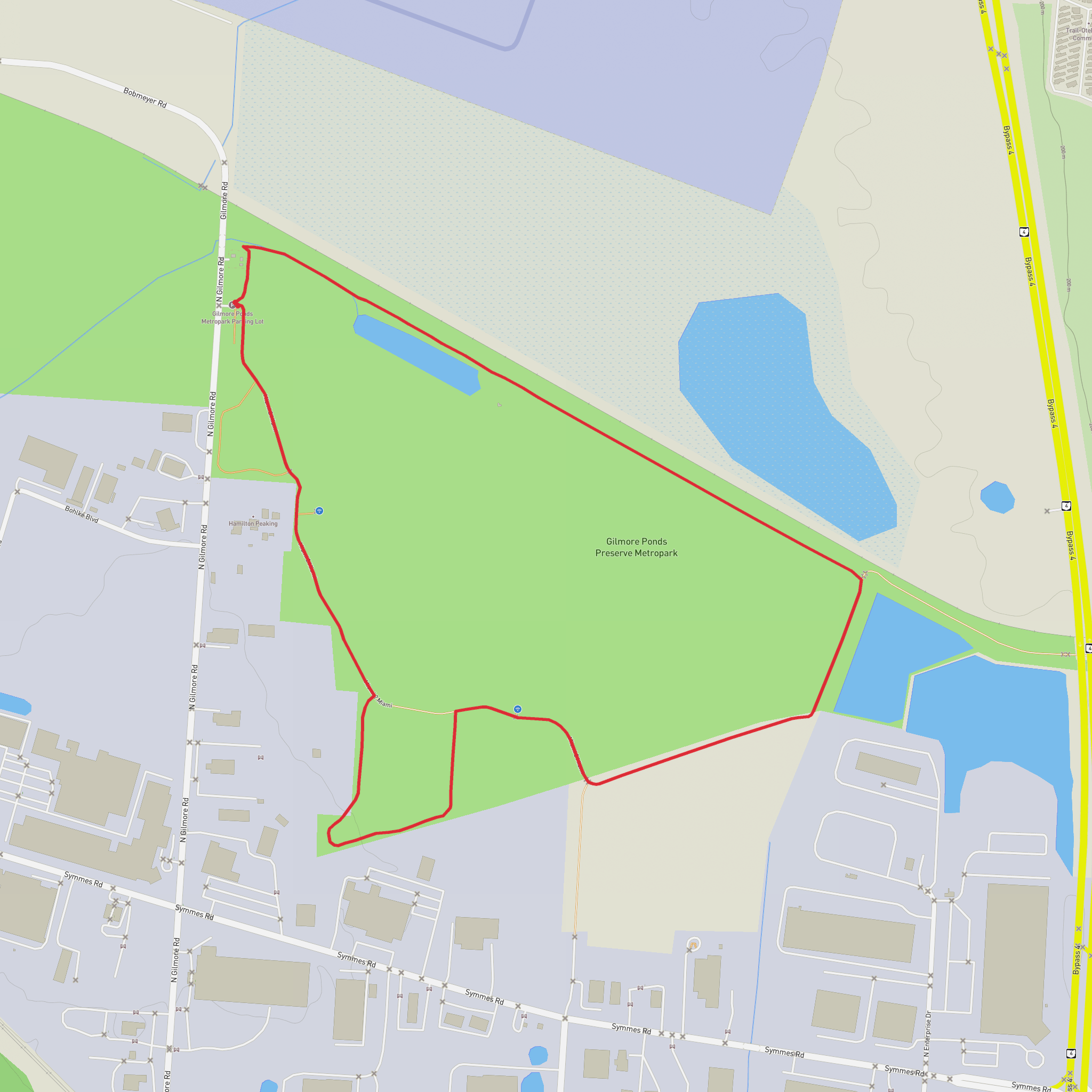 Gilmore Ponds via Miami to Miami Loop mobile static map