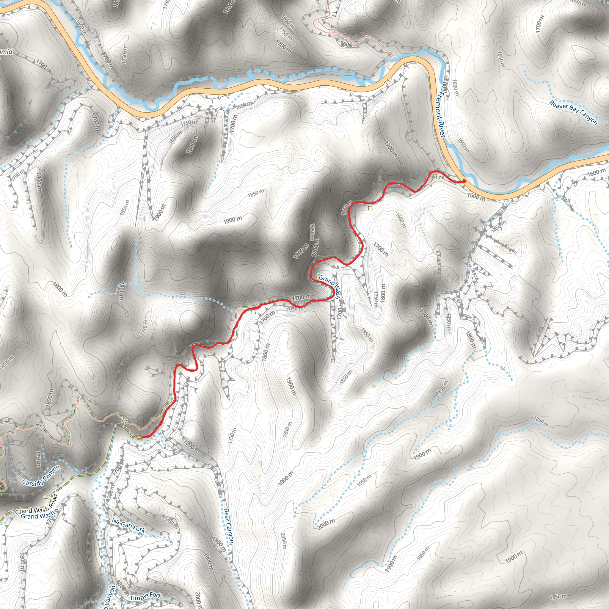 Grand Wash Trail mobile static map