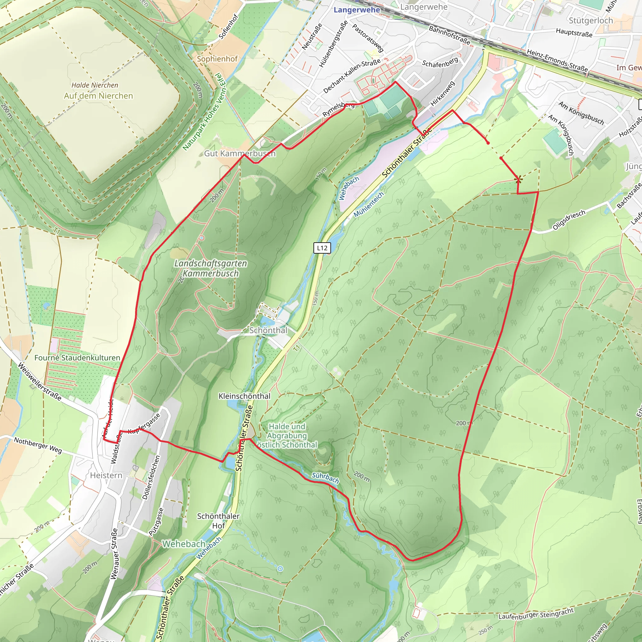 Suehrbach and Wehebach via Langerwehe Wanderrundweg mobile static map