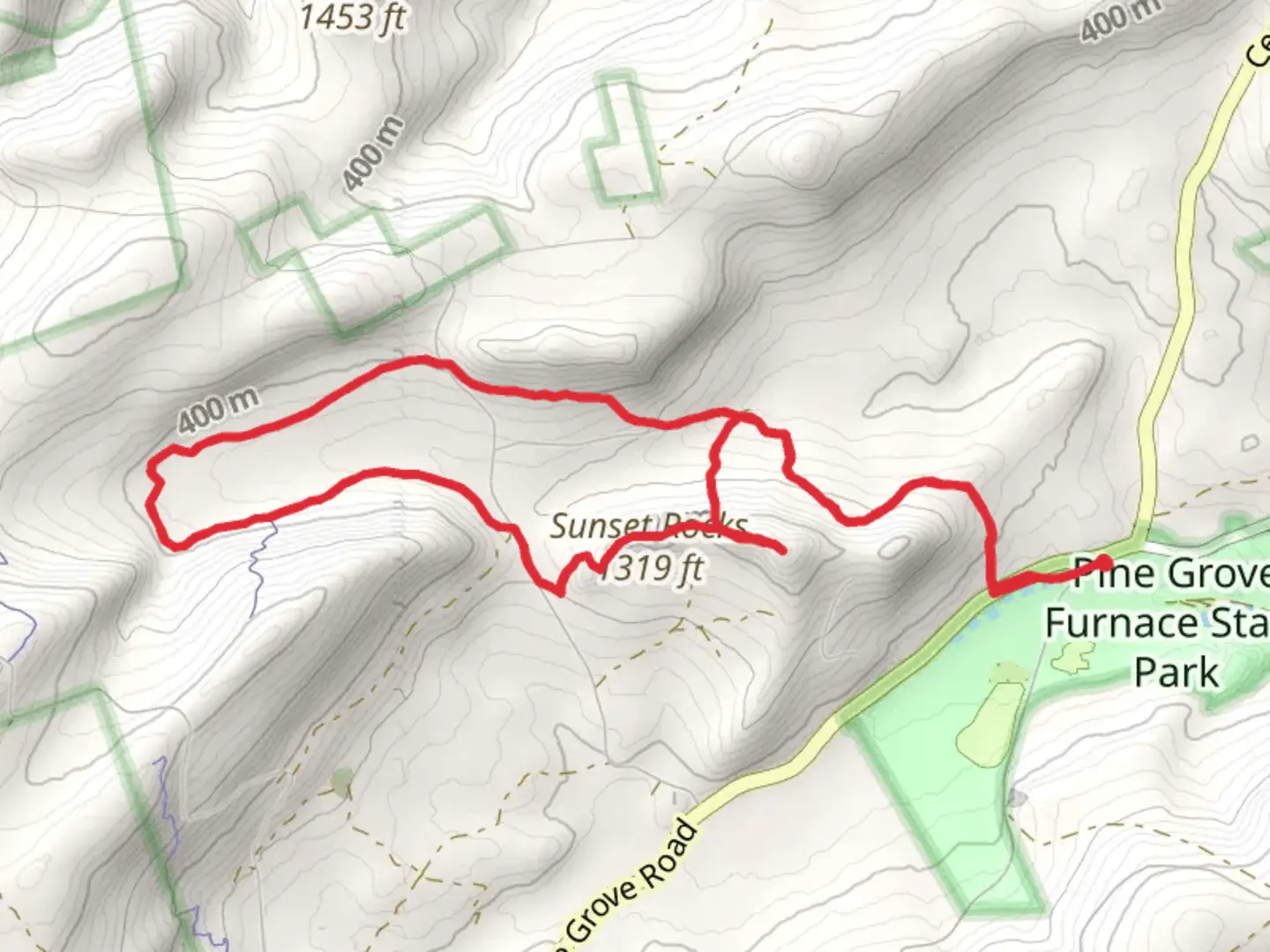 An image depicting the trail Little Rocky Ridge and Sunset Rocks Loop and its surrounding area.