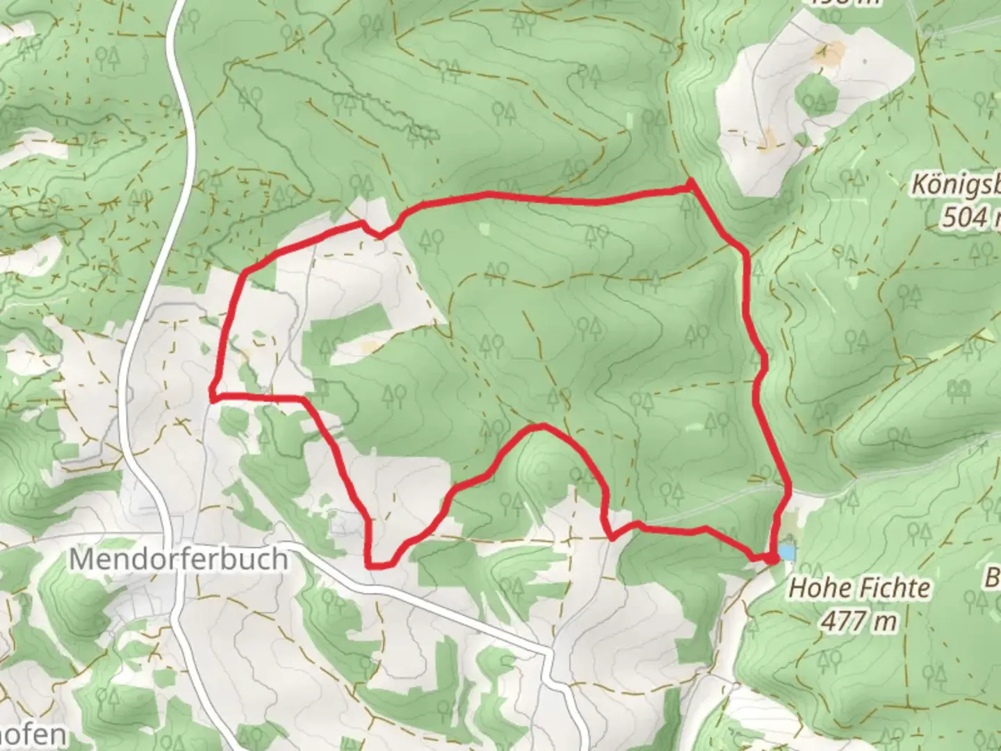 An image depicting the trail Taubenbachtal Loop and its surrounding area.