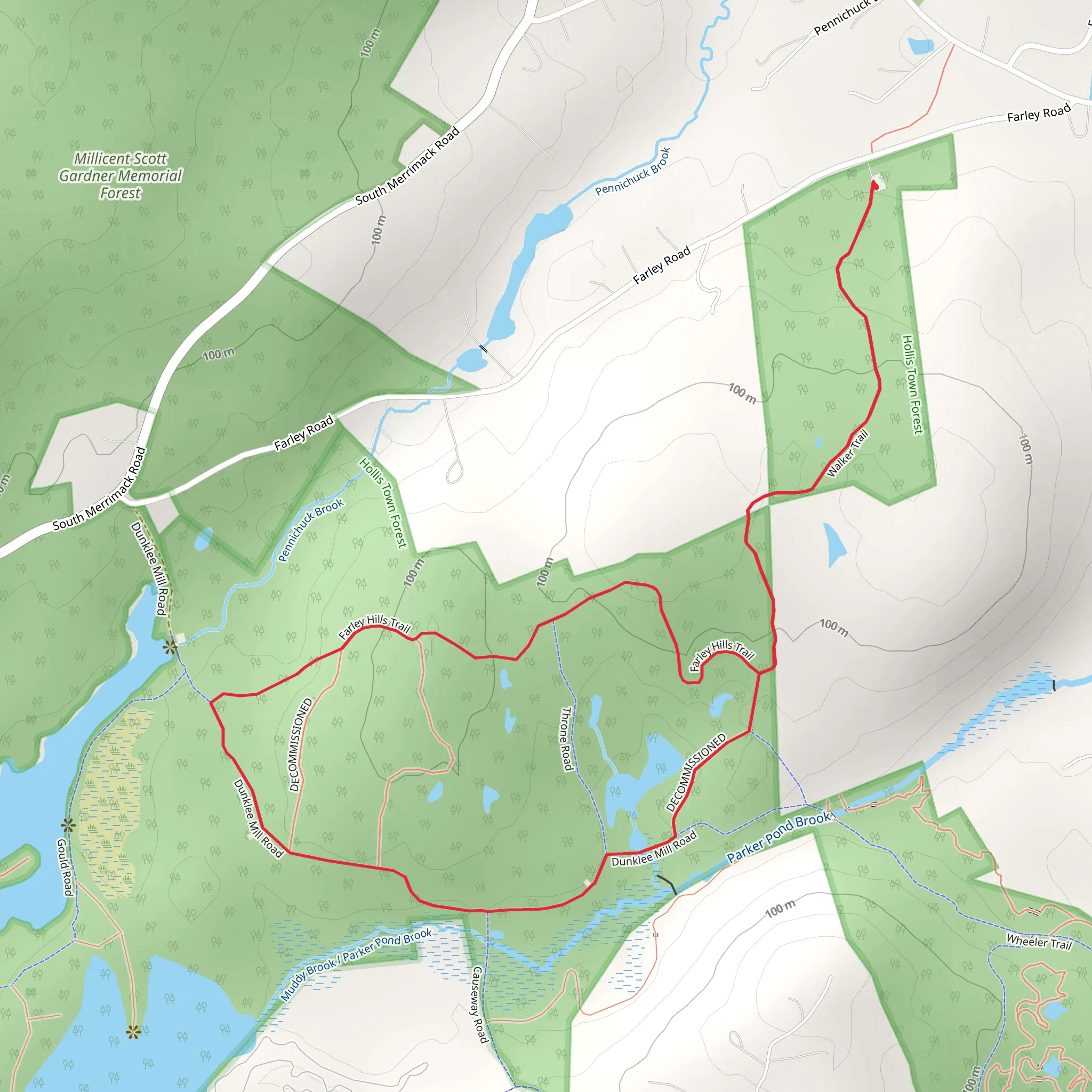 Dunklee Pond and Muddy Brook Loop mobile static map