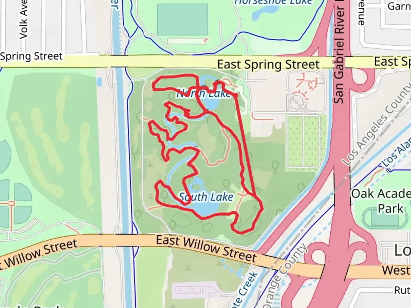 An image depicting the trail North and South Lake Loop and its surrounding area.