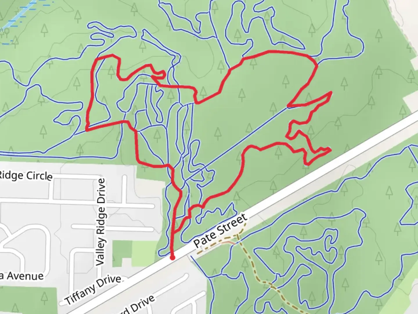 An image depicting the trail Pate Street Loop - North and its surrounding area.