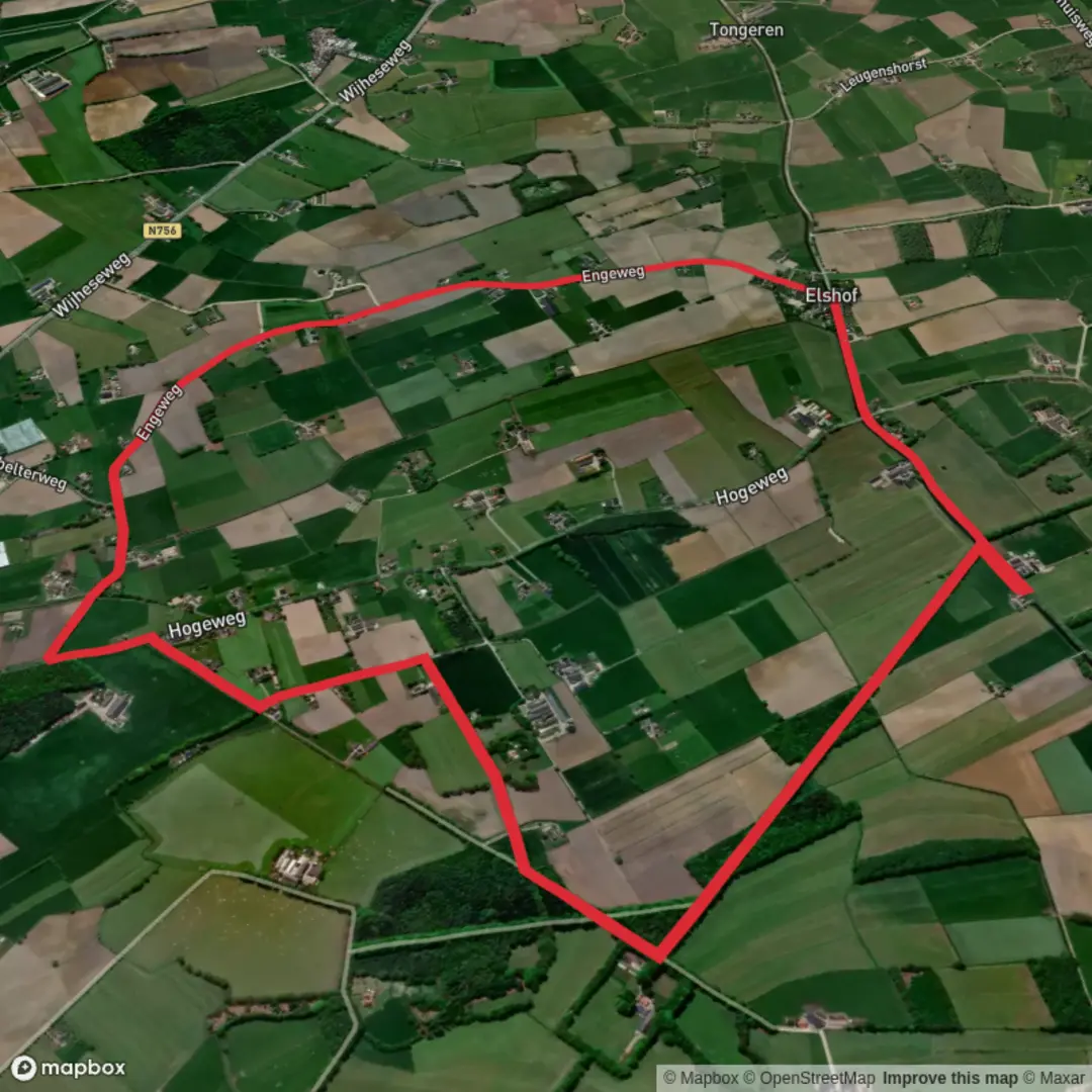 An image depicting the trail Hanzestedenpad and Enge Weg and its surrounding area.