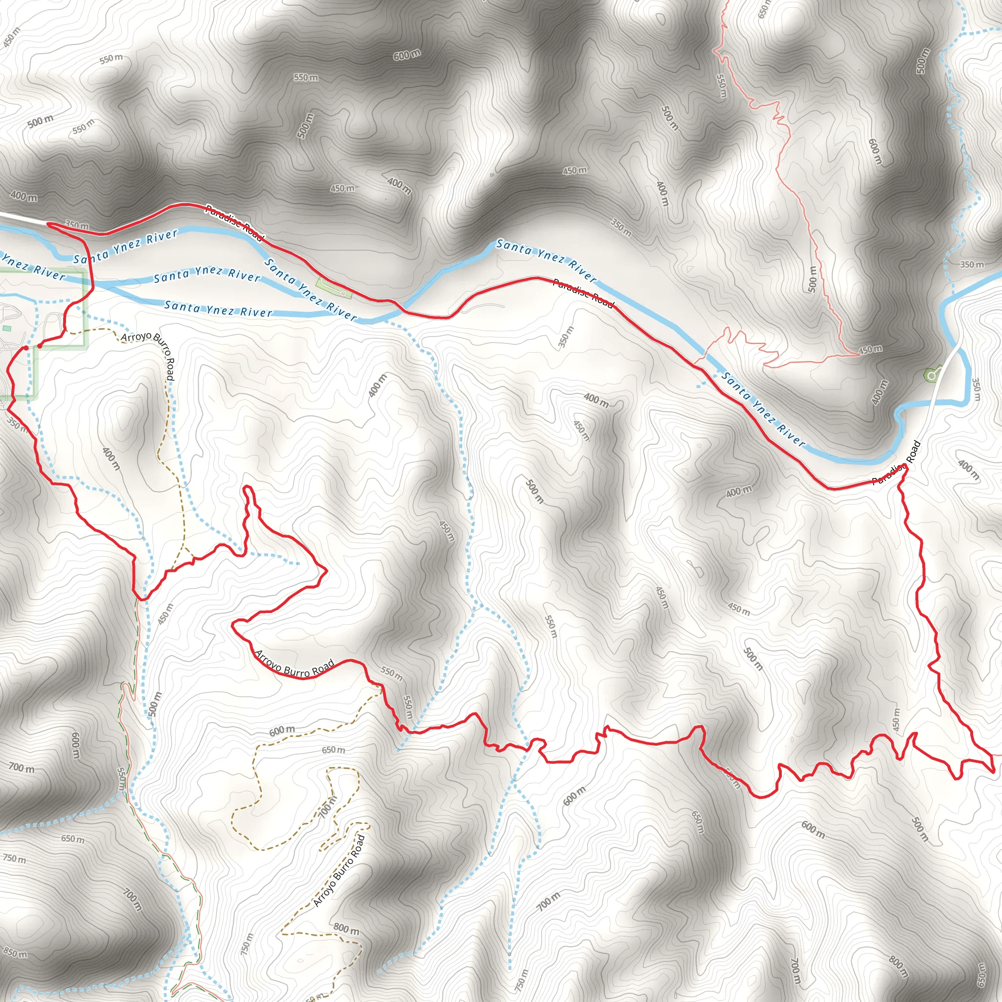 Matias Potrero Trail and Arroyo Burro Trail Loop mobile static map