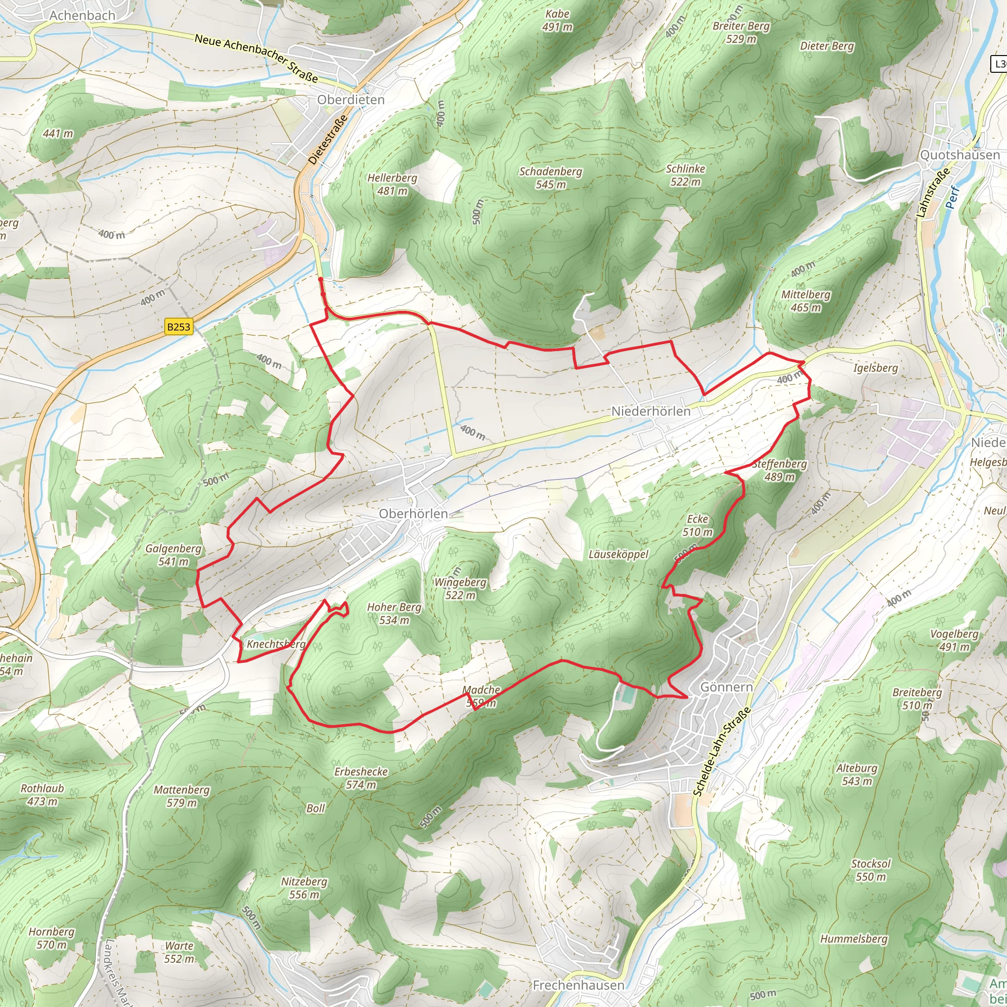 Oberhorlen Loop via Madche mobile static map