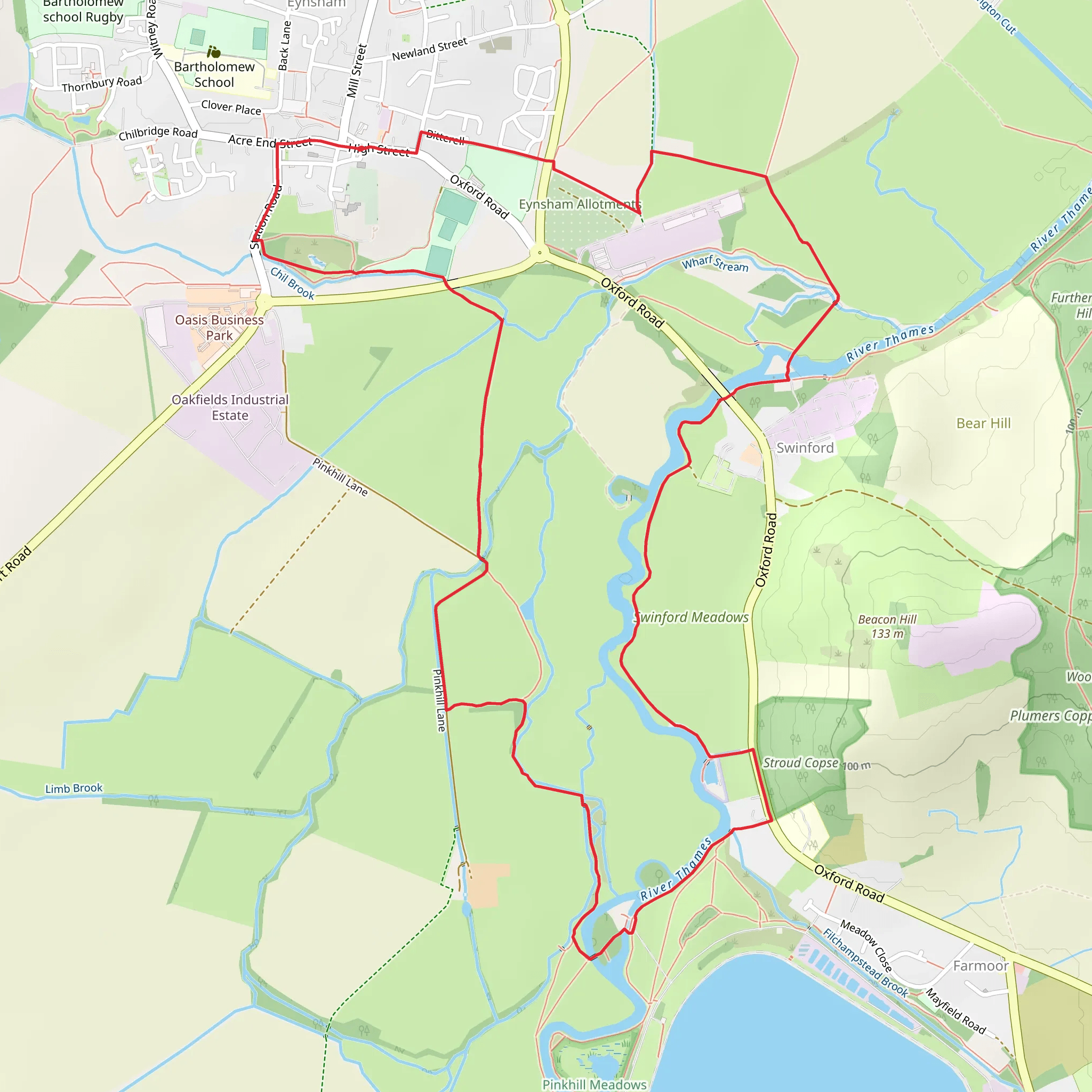 Pinkhill Lock via Thames Path mobile static map