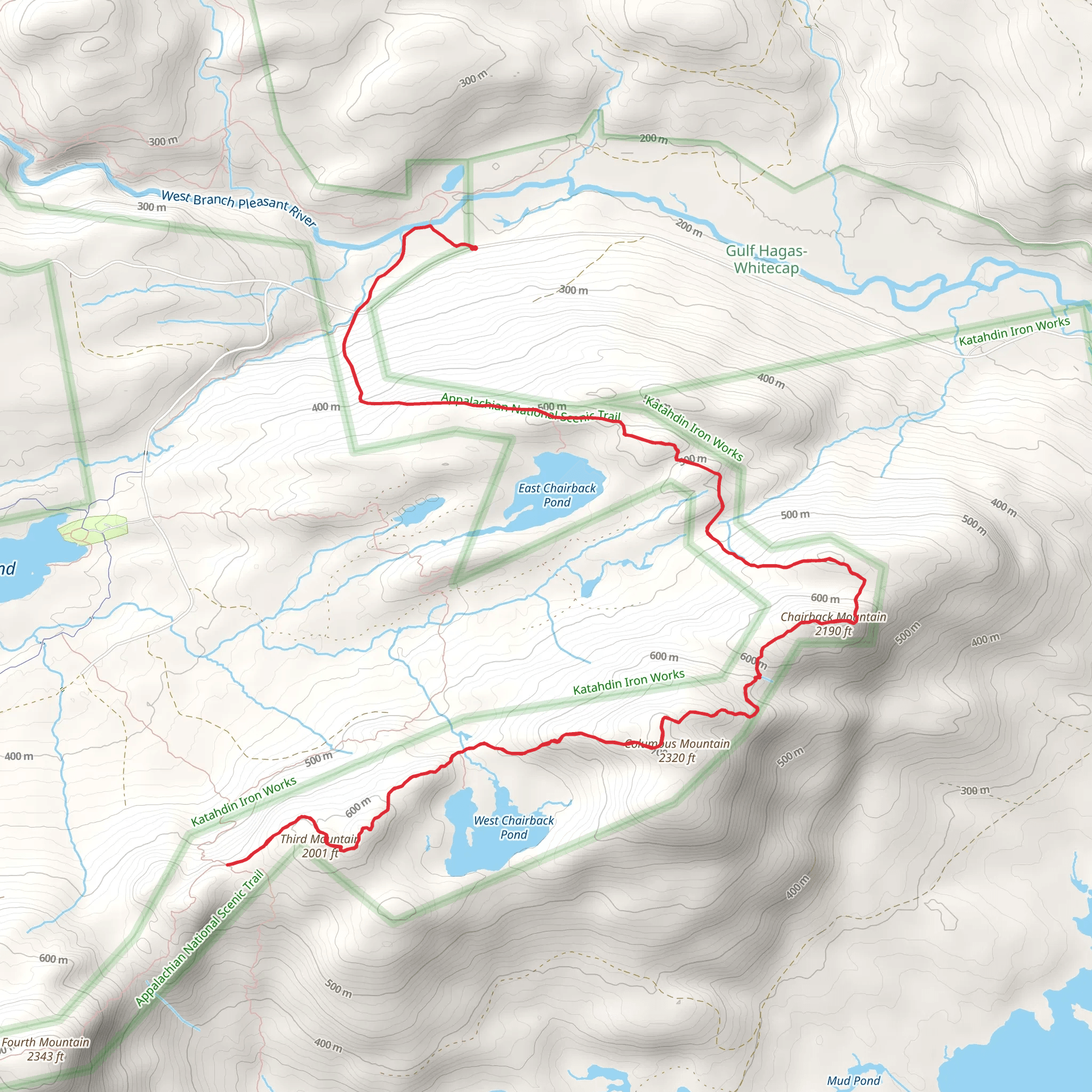 Columbus Mountain and Third Mountain mobile static map