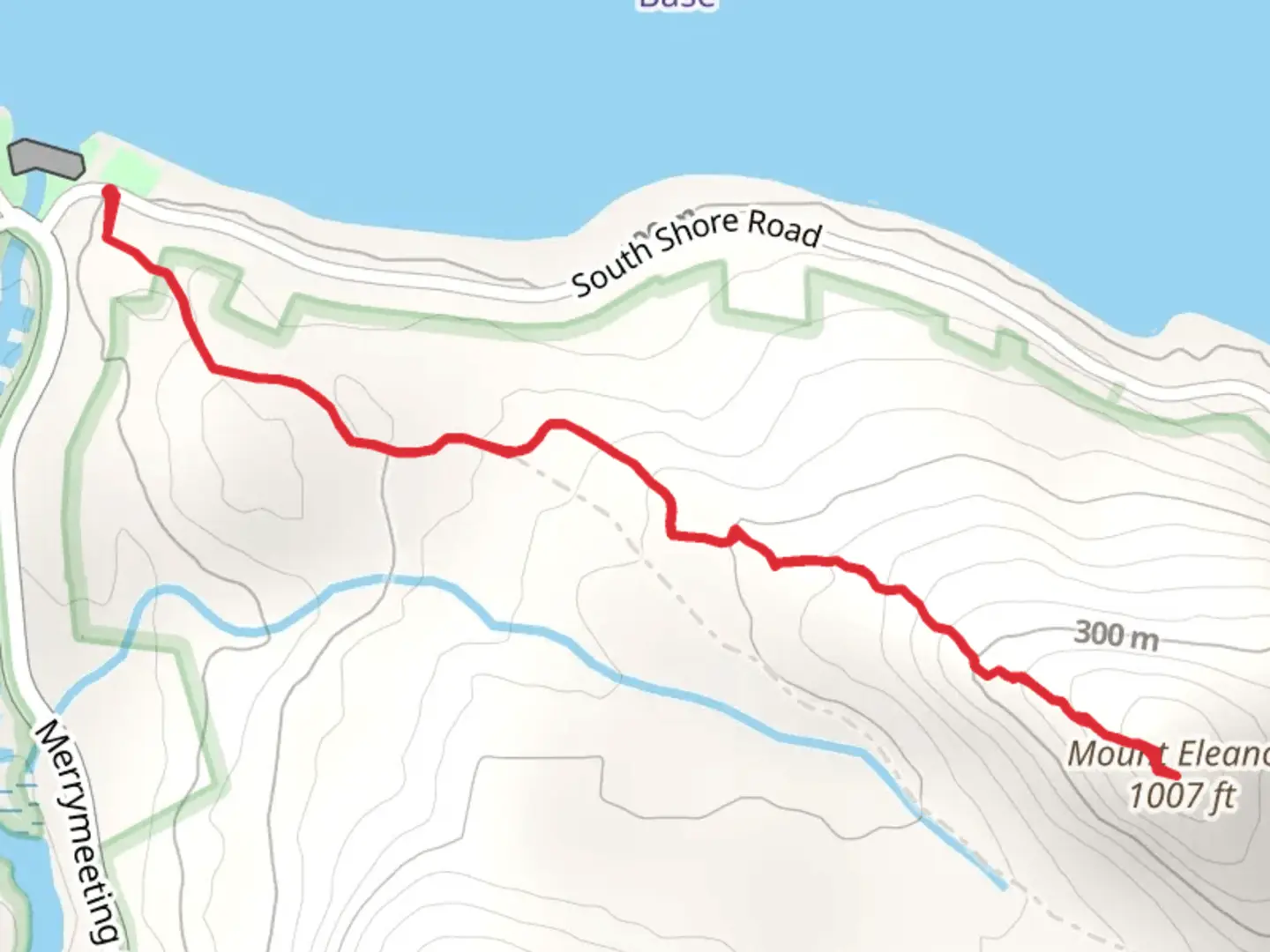 An image depicting the trail Mount Eleanor from South Shore Road and its surrounding area.