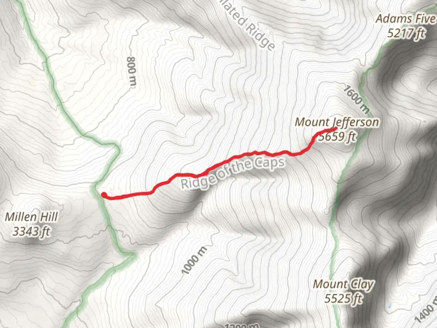 An image depicting the trail Ridge of the Caps and its surrounding area.