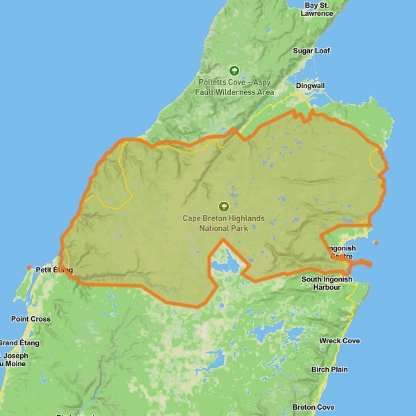 Cape Breton Highlands National Park of Canada mobile static map