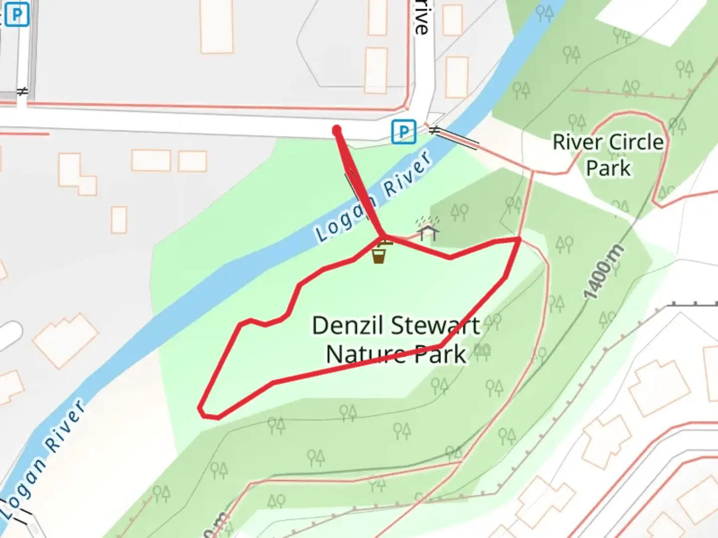 An image depicting the trail Denzil Stewart Nature Park Loop and its surrounding area.