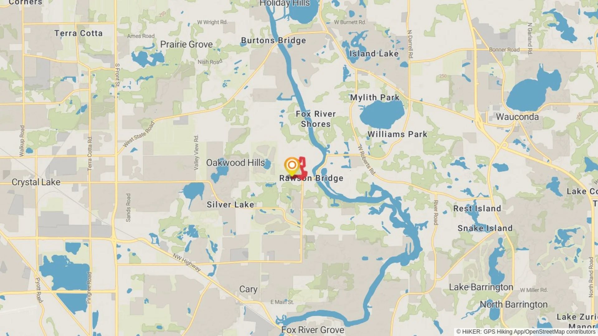 An image depicting the trail Bates Fen Nature Preserve and its surrounding area.