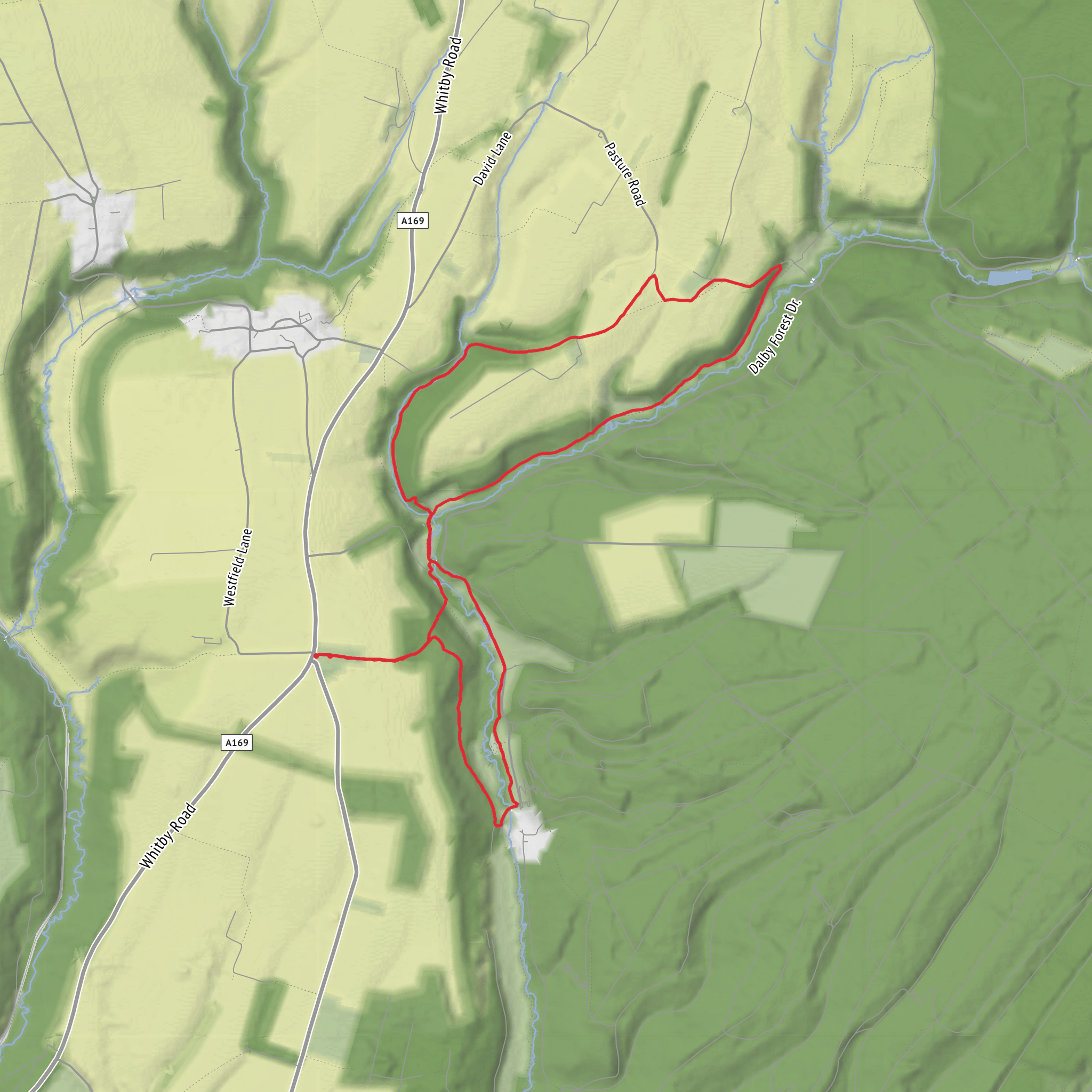 Ryedale Walking Fox & Rabbit Inn Dalby Forest mobile static map