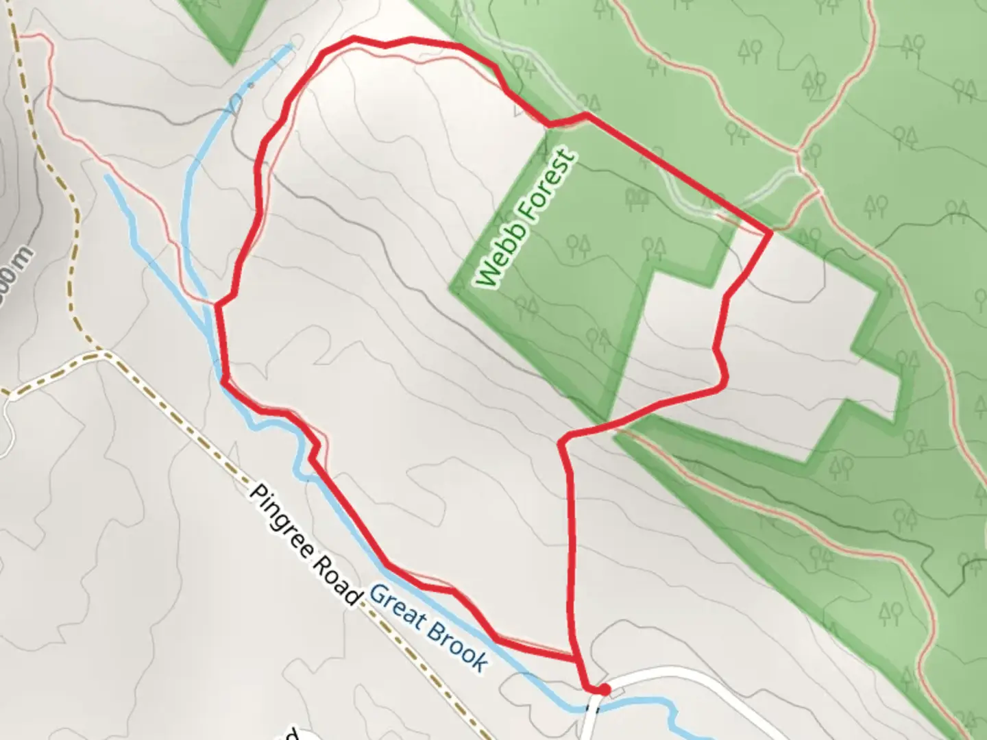 An image depicting the trail Great Brook and Wolf Trail Loop and its surrounding area.