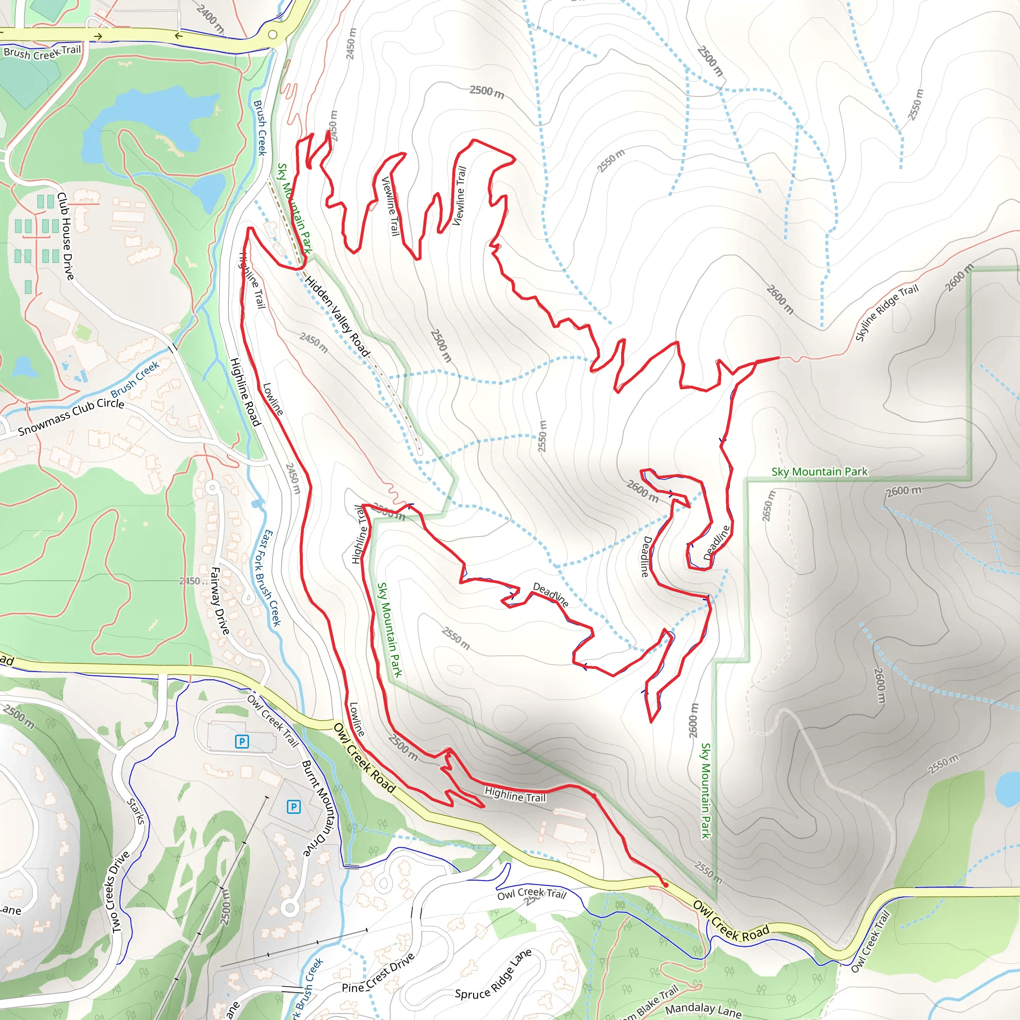 Deadline and Viewline Loop Trail mobile static map