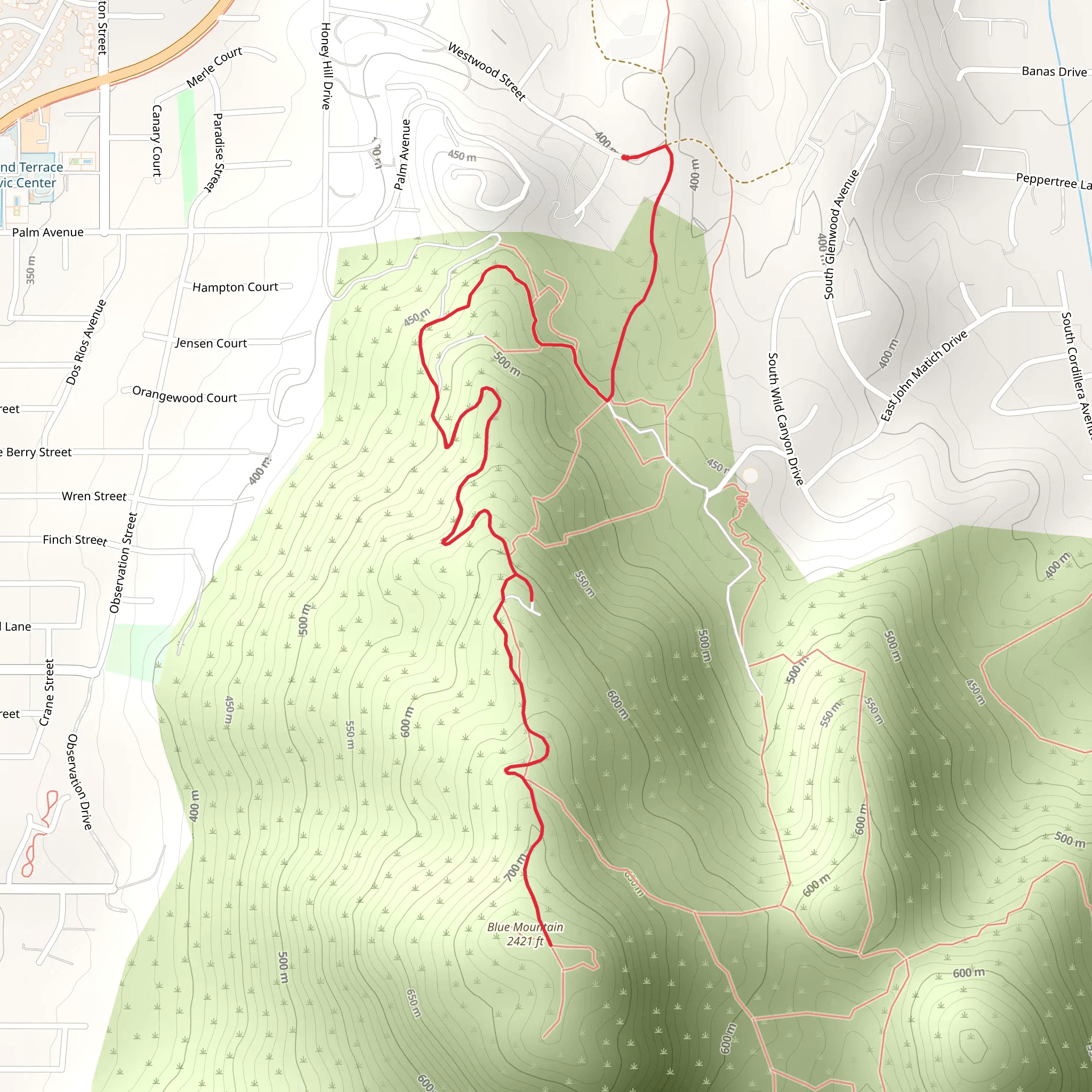 Blue Mountain from Westwood Lane mobile static map