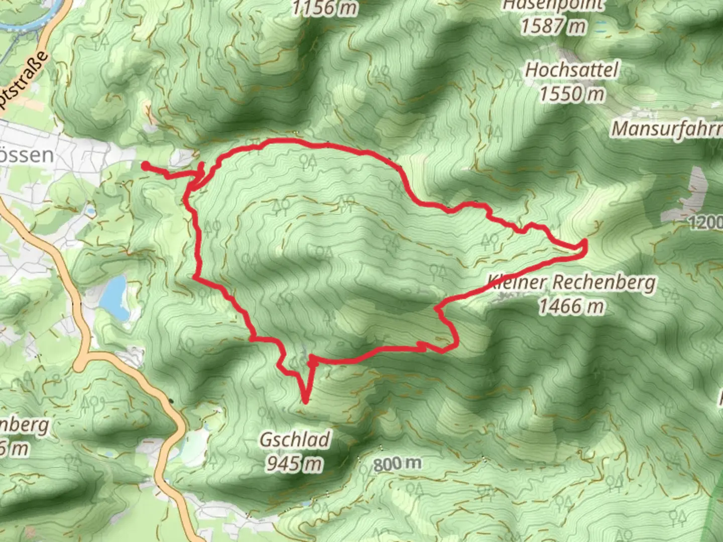 An image depicting the trail Kaltenbach via Widholz and its surrounding area.