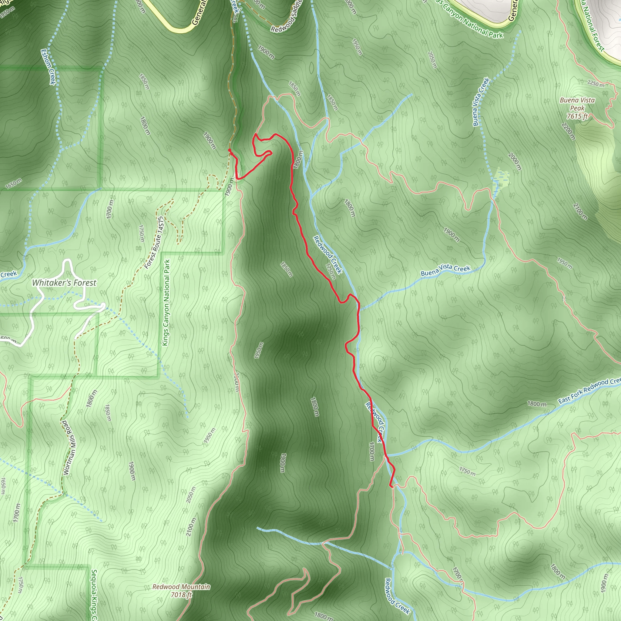 Redwood Creek via Redwood Canyon Trail mobile static map