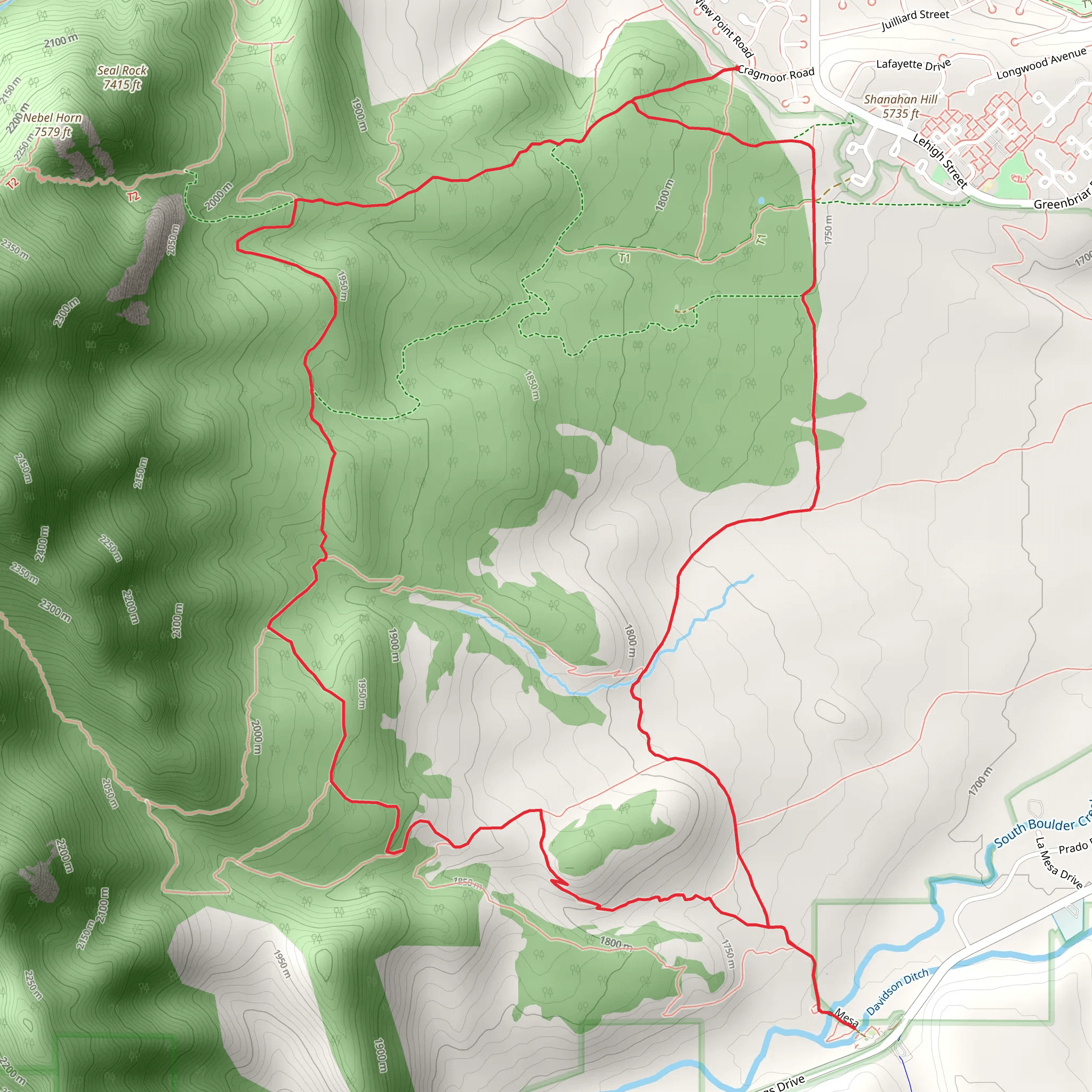 Shanahan - North Fork, Towee and Shanahan - South Fork Loop Trail mobile static map