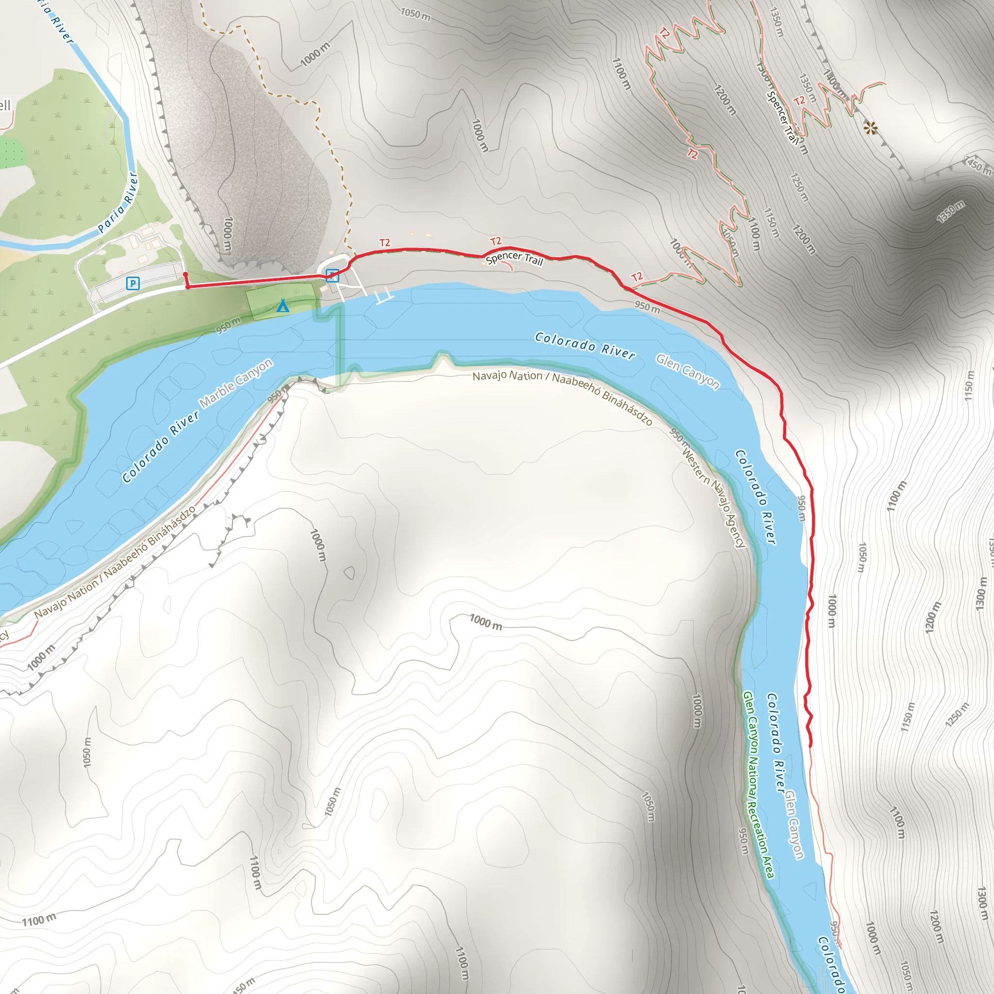 Colorado River via Spencer Trail mobile static map