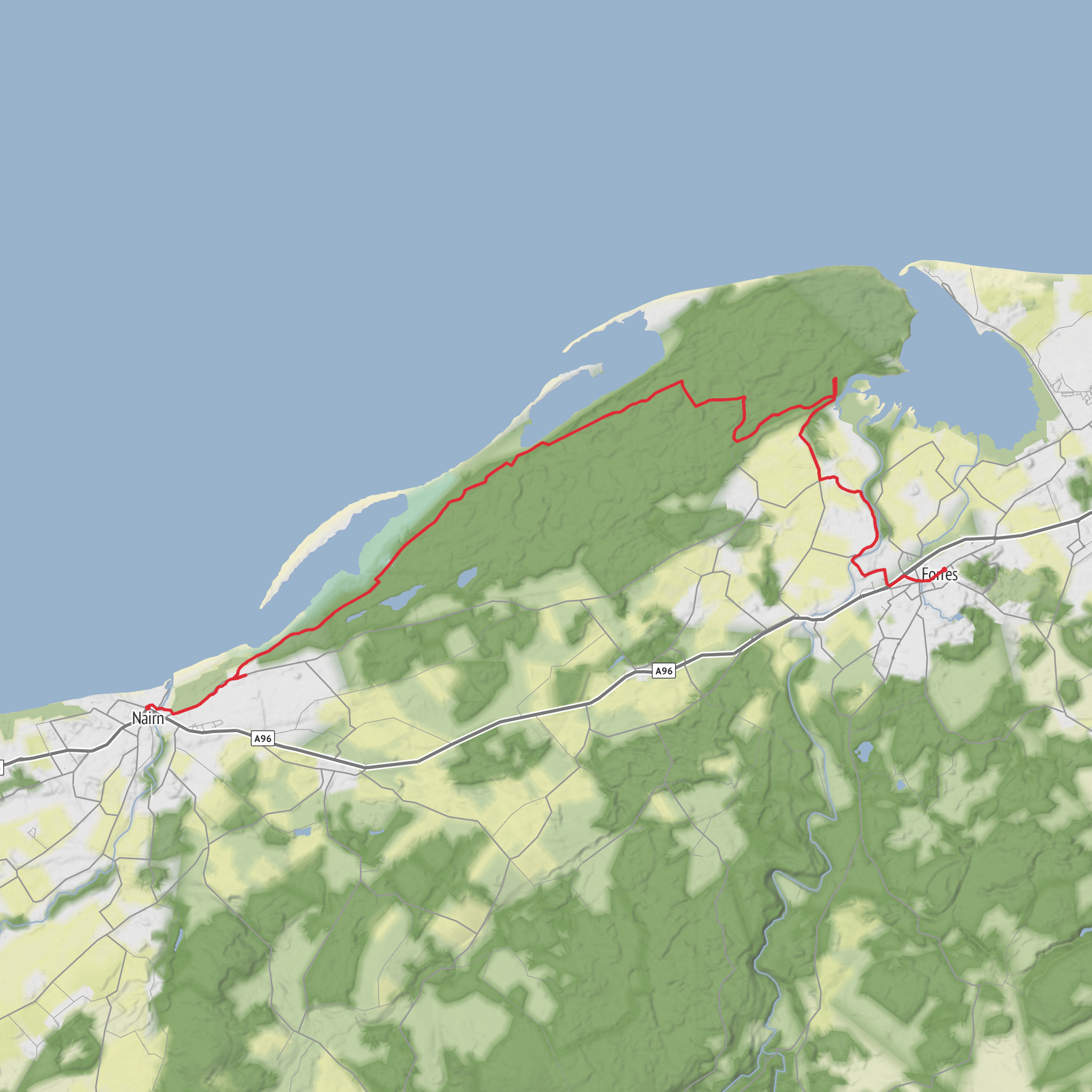 Hike from Forres to Nairn mobile static map