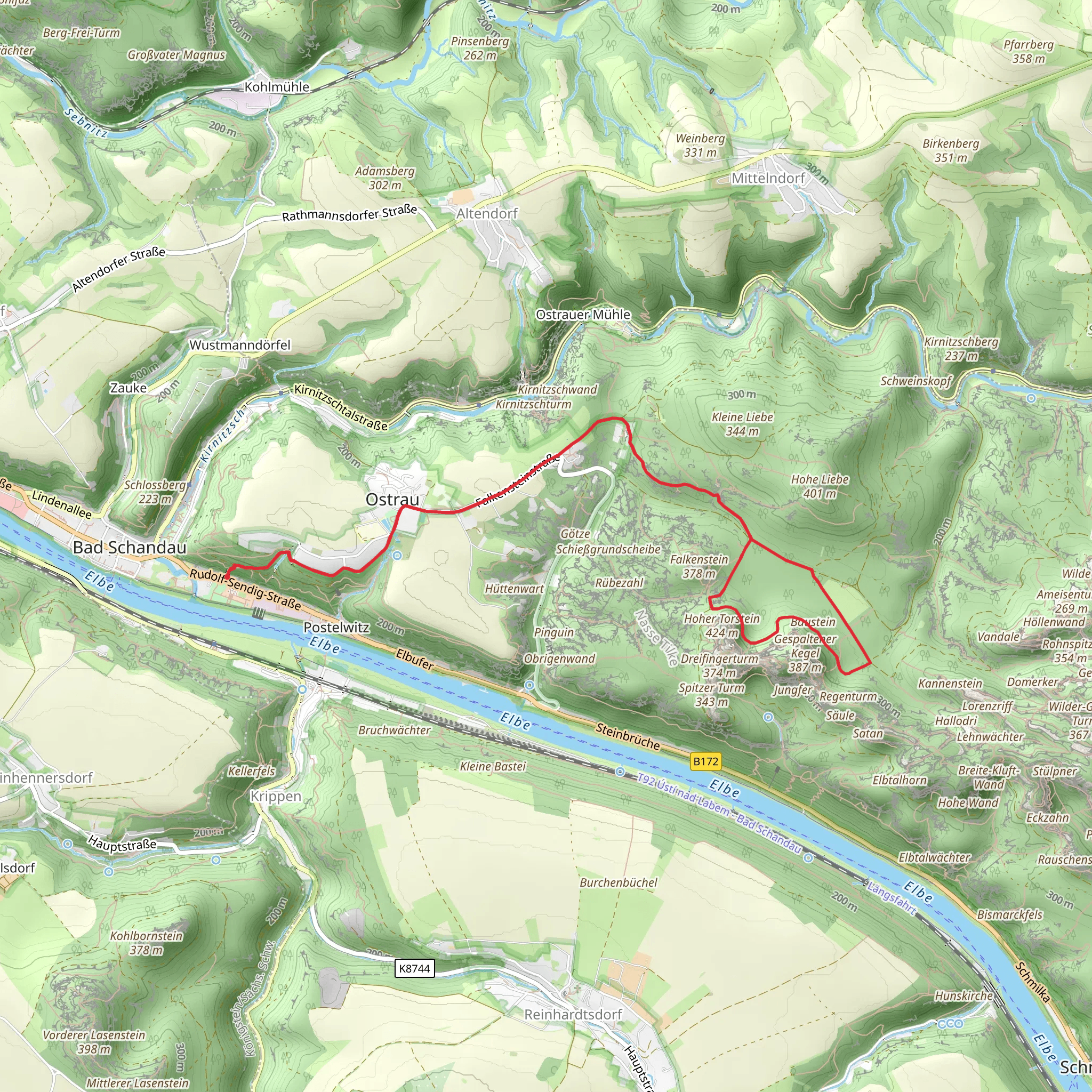 Baustein and Vorderwinkel Loop via Fahrstuhlweg mobile static map