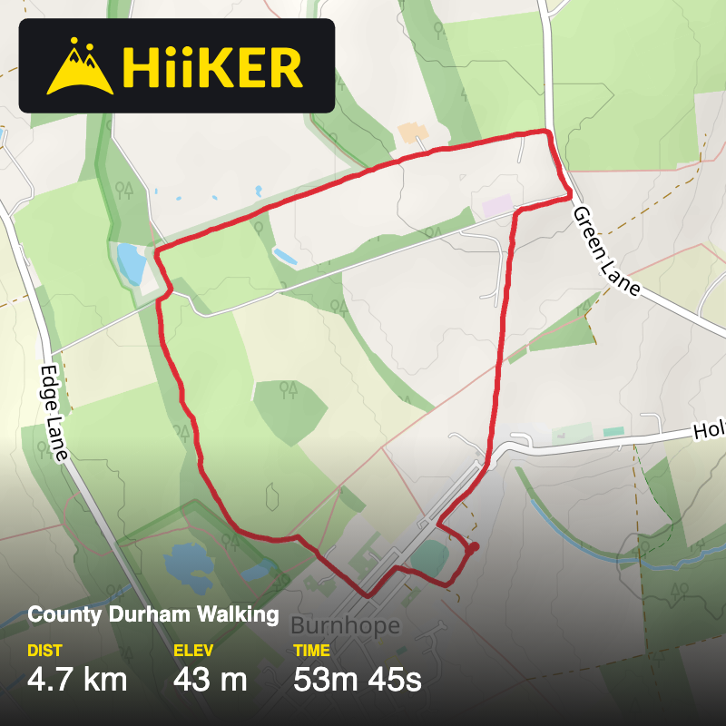 A map preview of the recording County Durham Walking.