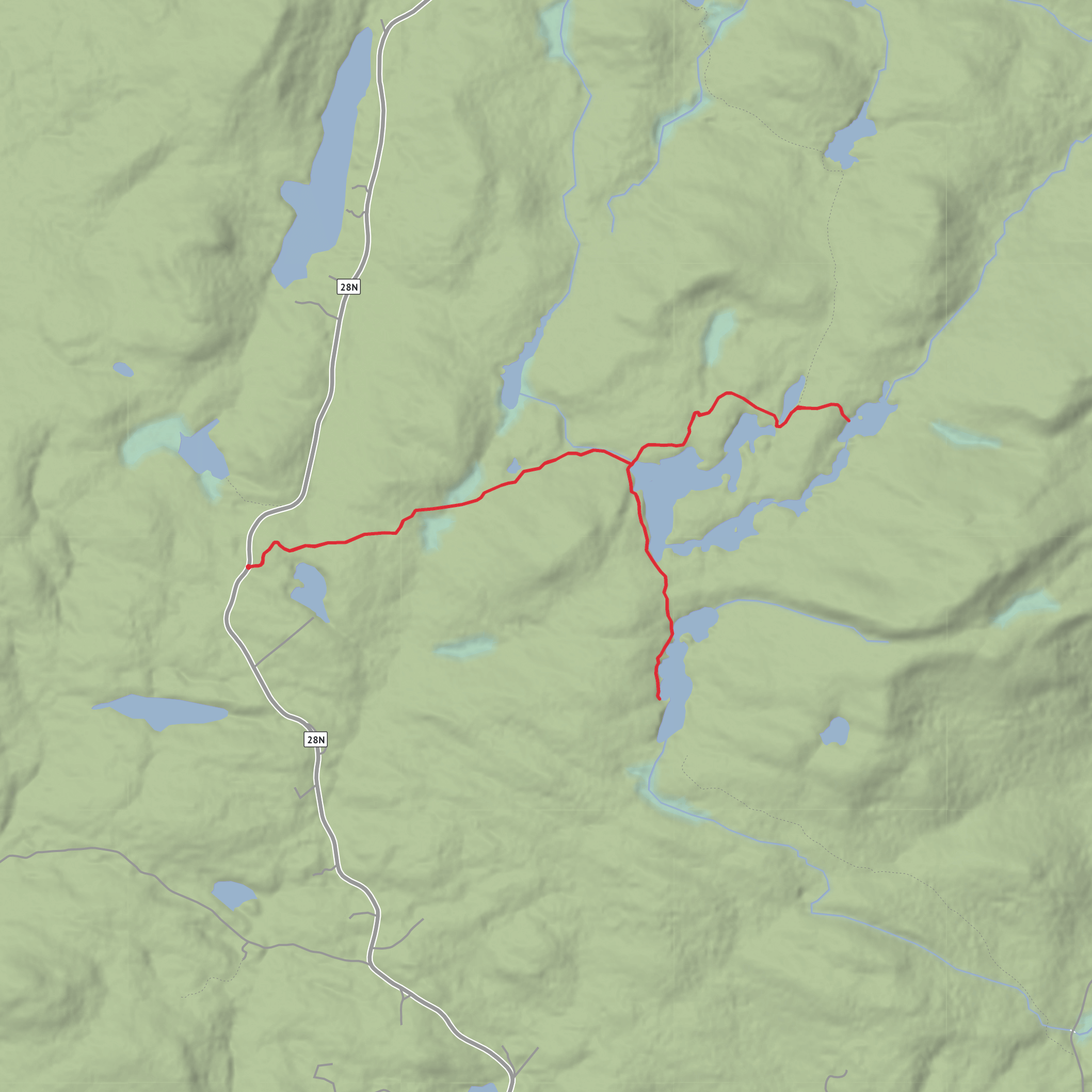 Stony Pond and Center Pond via Stony Pond Trail and Hewitt Pond Trail mobile static map