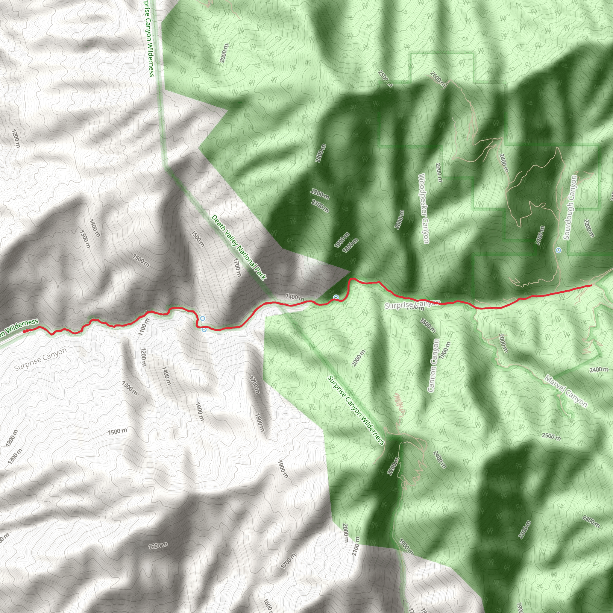 Surprise Canyon Trail mobile static map