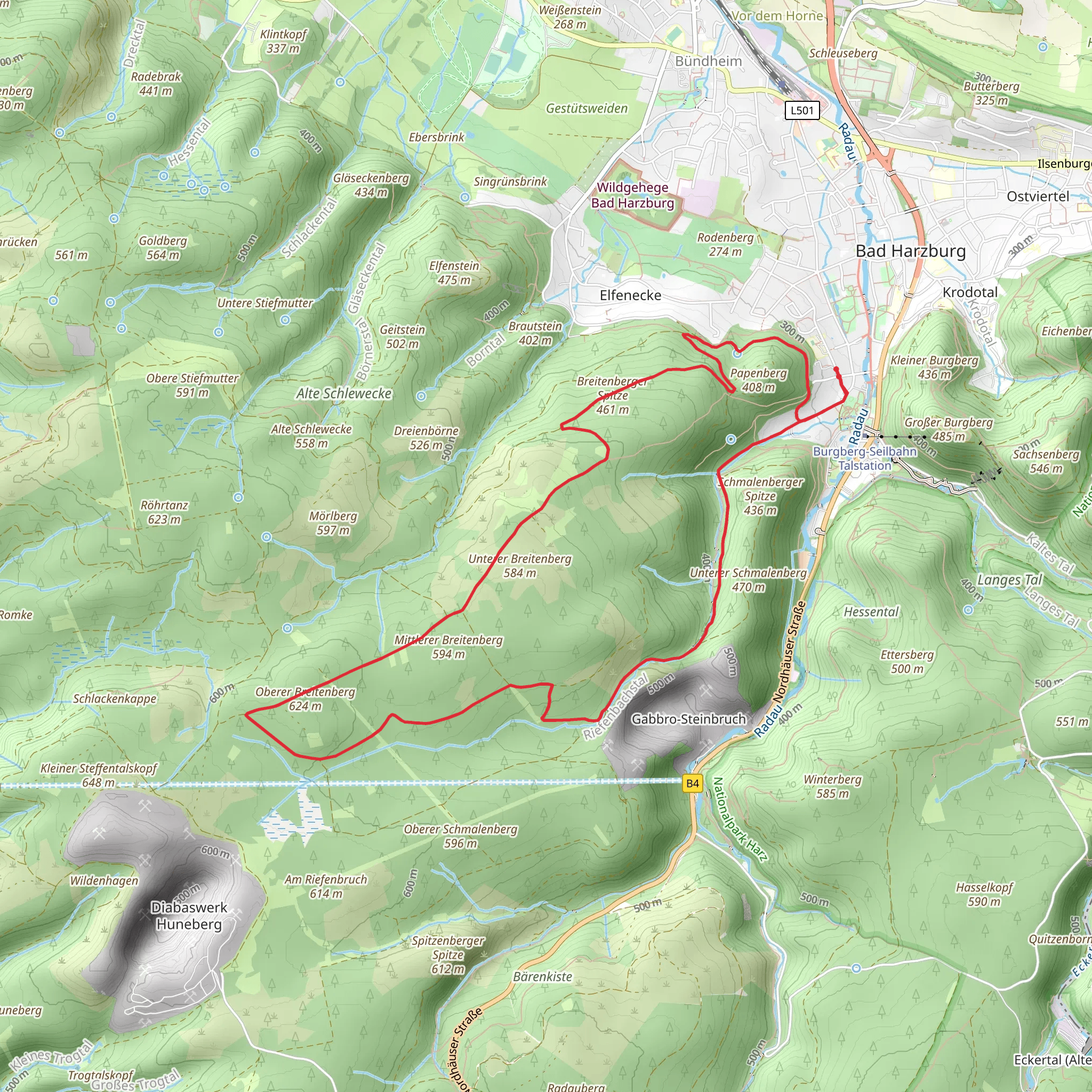 Breitenberger Spitze via Harzklub Weg mobile static map