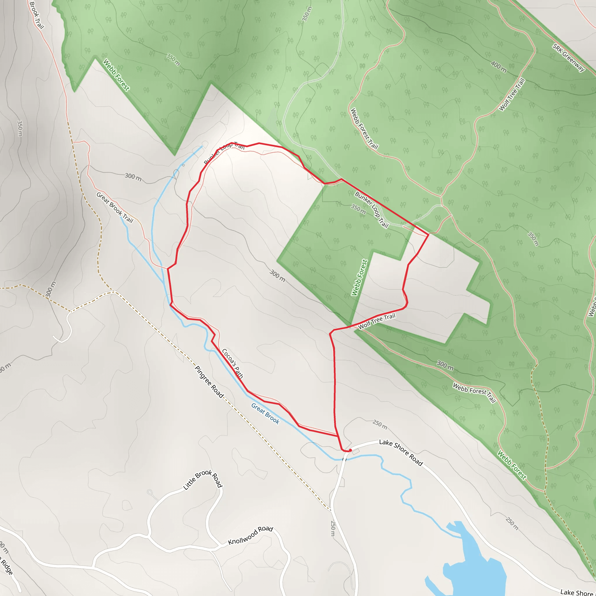 Great Brook and Wolf Trail Loop mobile static map
