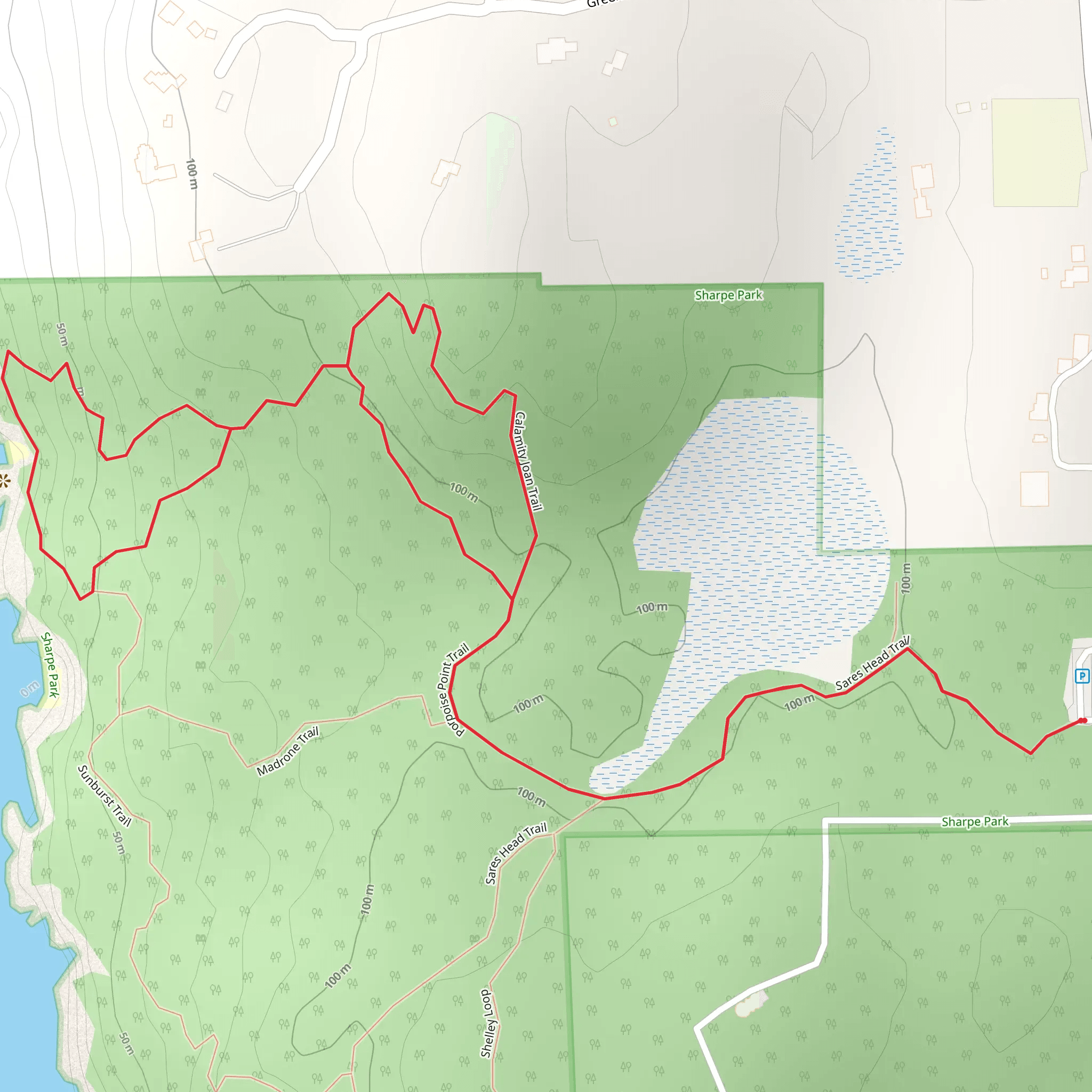 Calamity Joan Trail and Porpoise Point Trail mobile static map