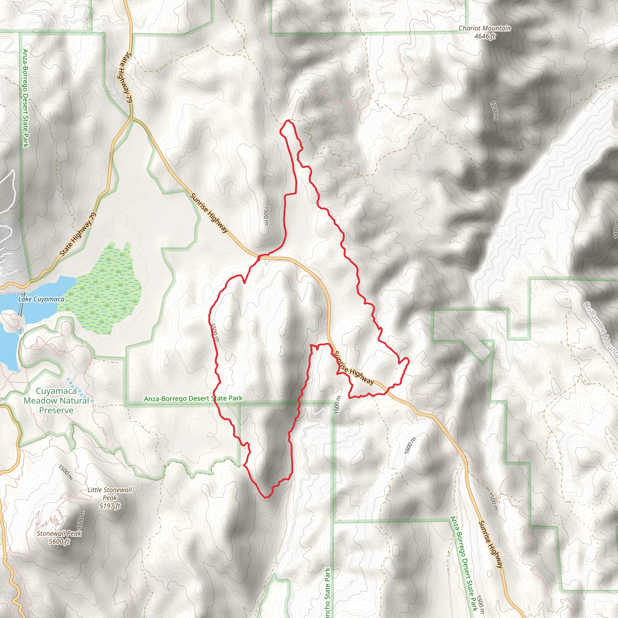 PCT and Upper Green Valley Loop Trail mobile static map