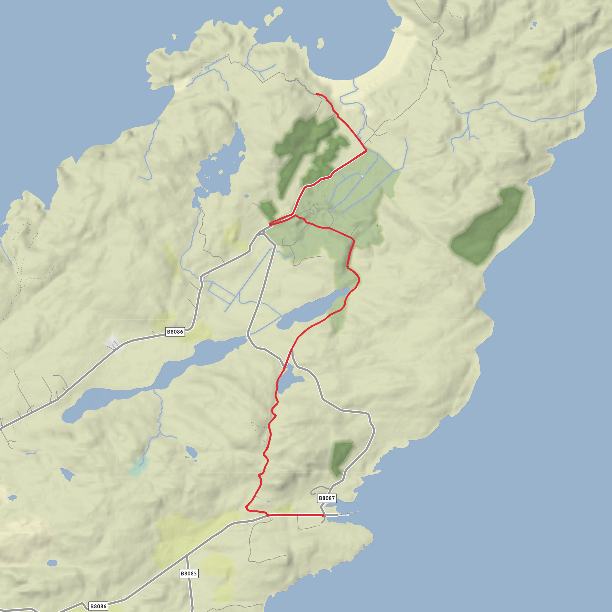Scalasaig to Kiloran Bay mobile static map