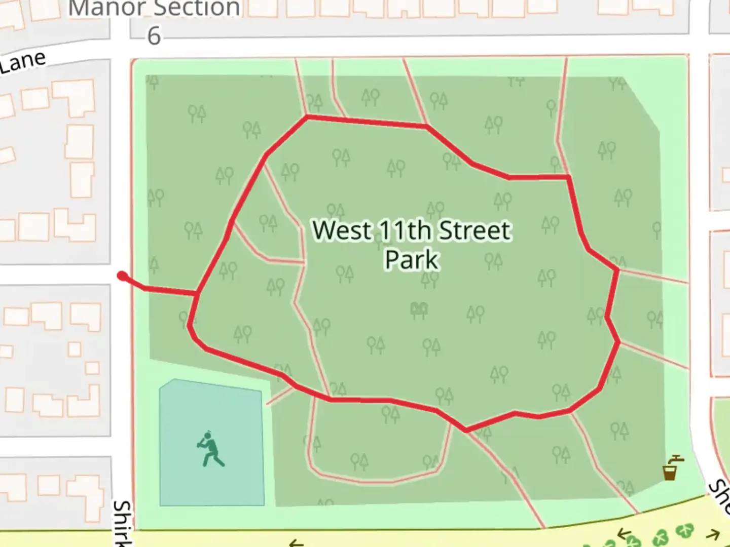 An image depicting the trail West 11th Street Park Loop and its surrounding area.